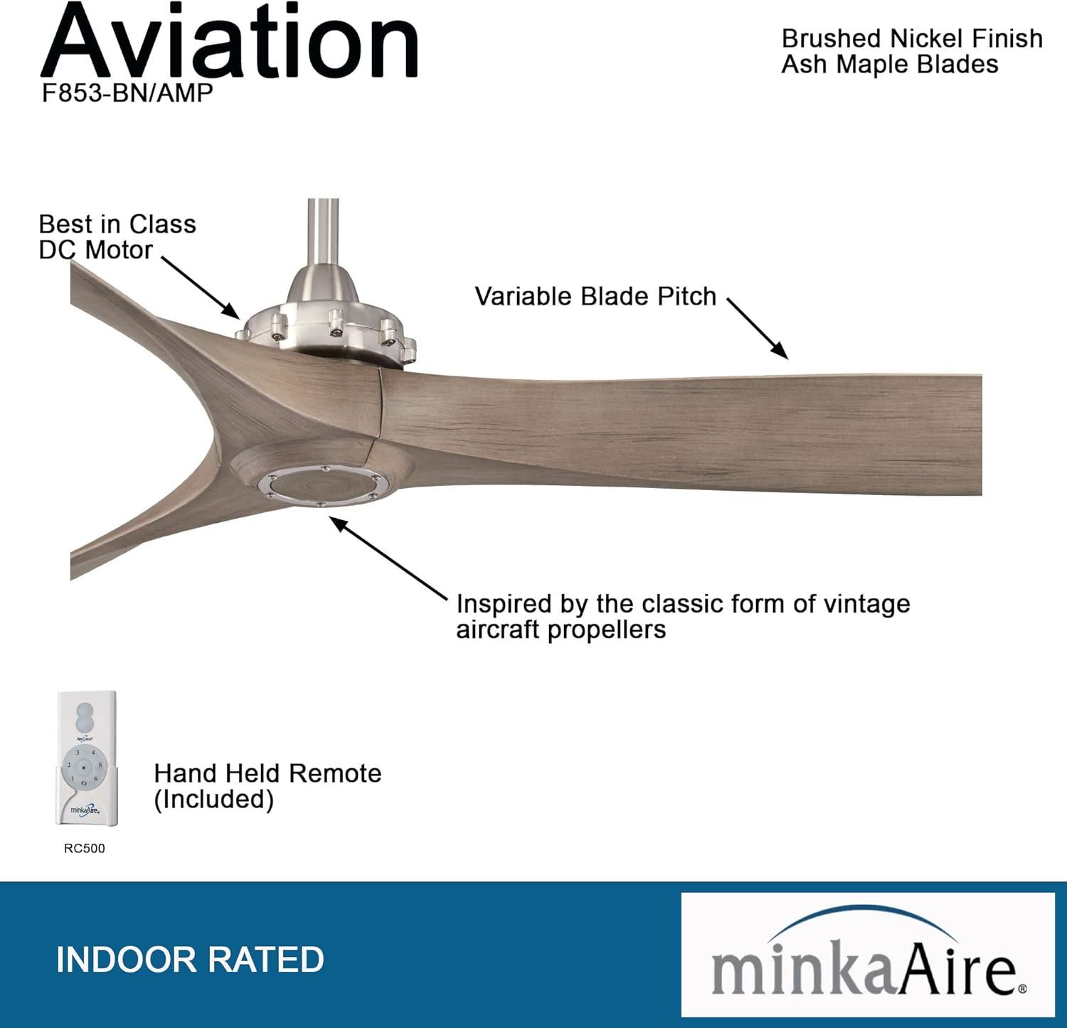 60" Minka Aire Modern Farmhouse Indoor Ceiling Fan with Remote Control Brushed Nickel for Living Room Kitchen Bedroom Family Home