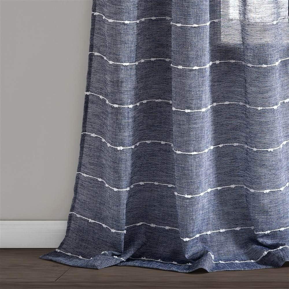 Farmhouse Textured Sheer Polyester Sheer Curtain Pair (Set of 2)