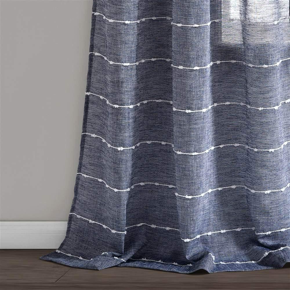 Lush Decor Farmhouse Textured Sheer Polyester Sheer Curtain Pair (Set of 2)