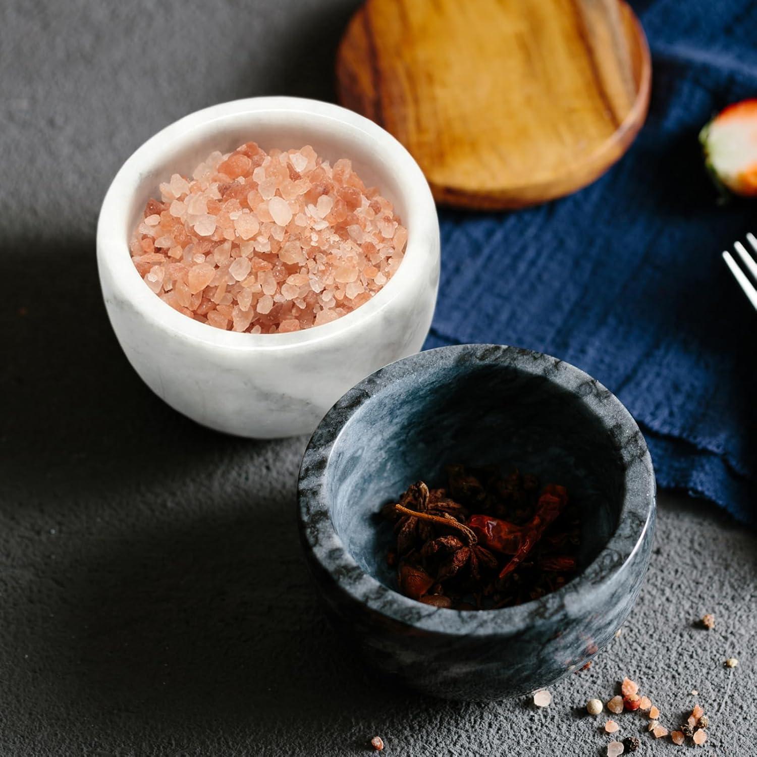 salt cellar salt box large big size salt holder white Marble Base Wood Cover Salt Box Salt Cellar with spoon Decorative Boxes Big Capacity Salt Container Spice Cellar salt and pepper keeper