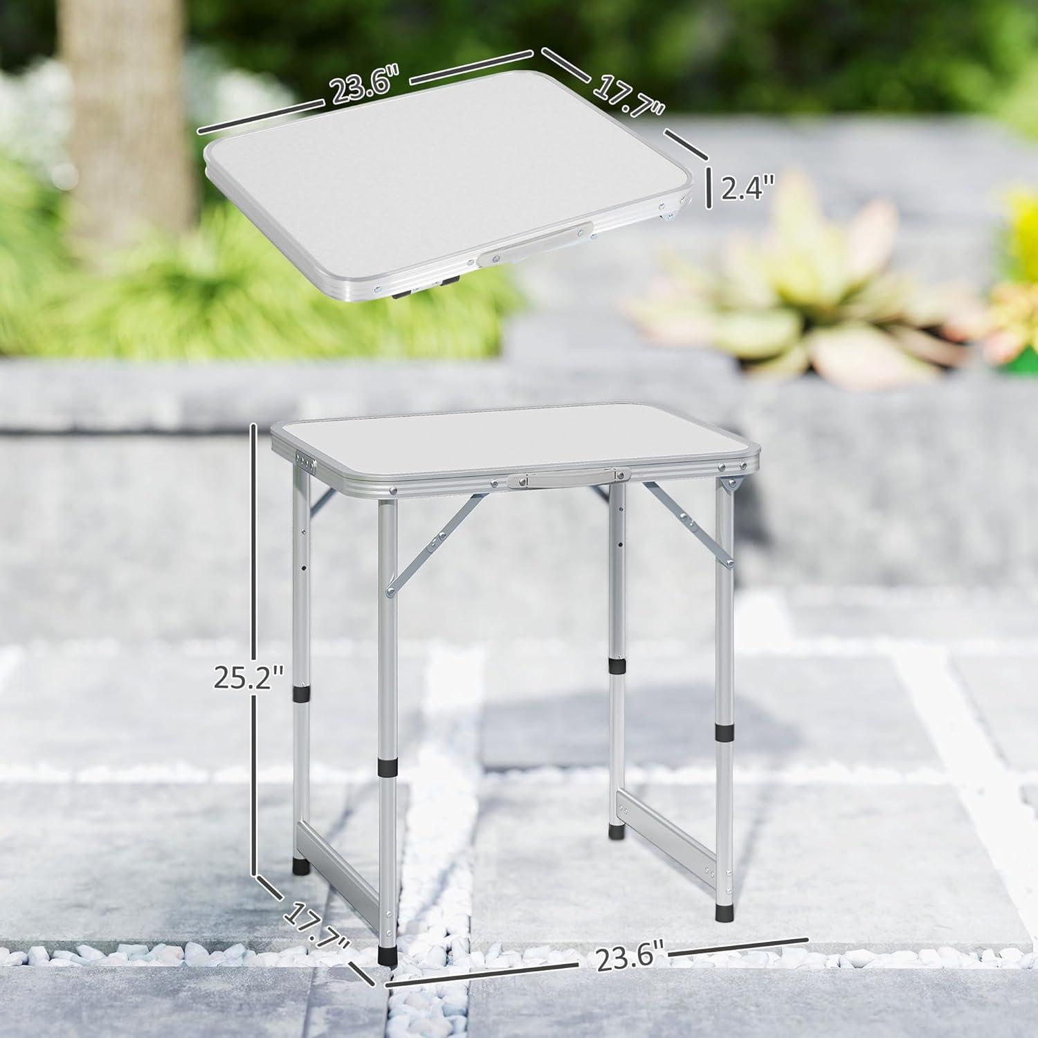 Outsunny 23" Folding Camping Table Beach Table with Height Adjustability, Lightweight Portable Table with Handle, Outdoor Folding Table Accessory