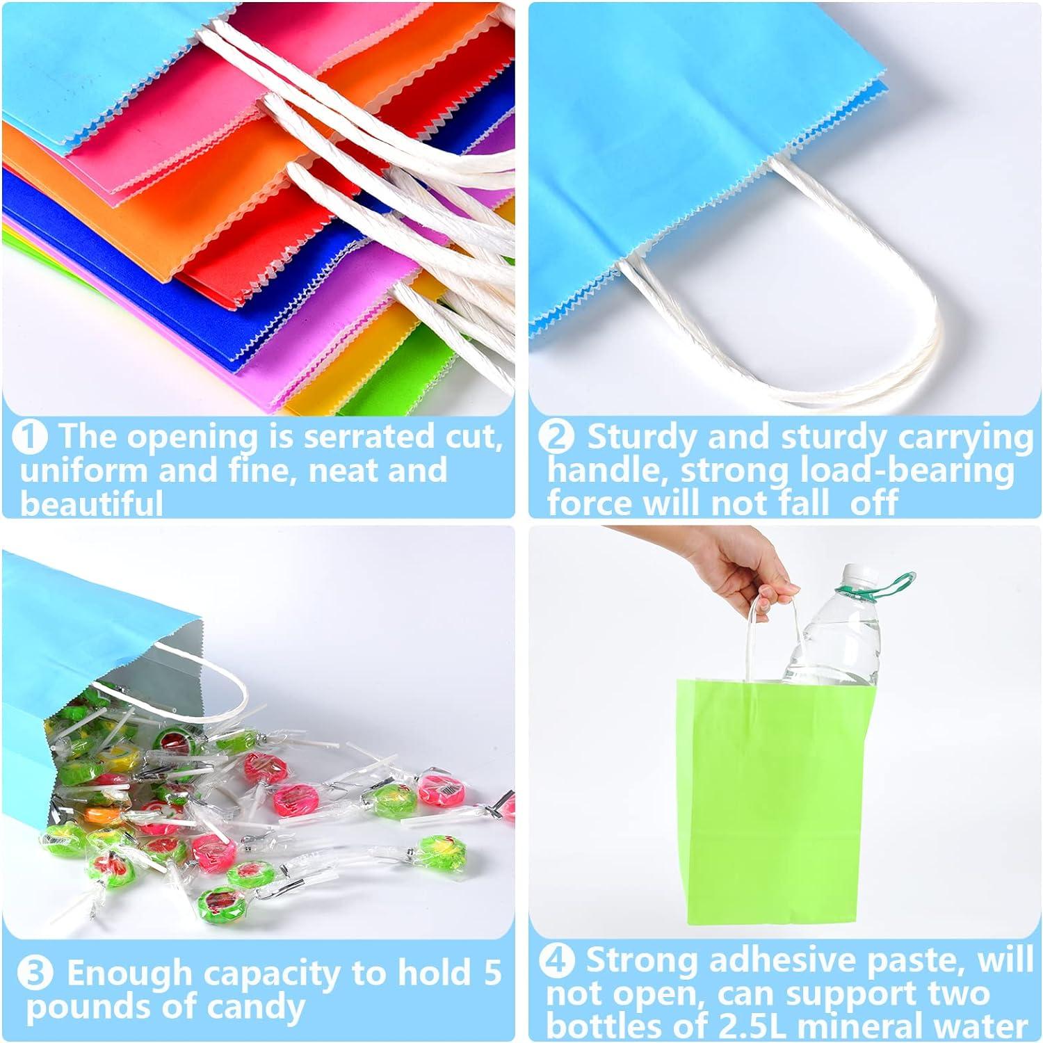 BagDream 24 Pack Rainbow Gift Bags with Handles, 6 Colors Small Party Favor Bag Goodie Bags for Kids Birthday, Party Favors, Birthdays & Celebrations, 5.25x3.75x8"