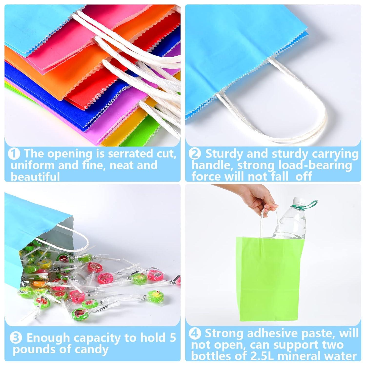 BagDream 24 Pack Rainbow Gift Bags with Handles, 6 Colors Small Party Favor Bag Goodie Bags for Kids Birthday, Party Favors, Birthdays & Celebrations, 5.25x3.75x8"