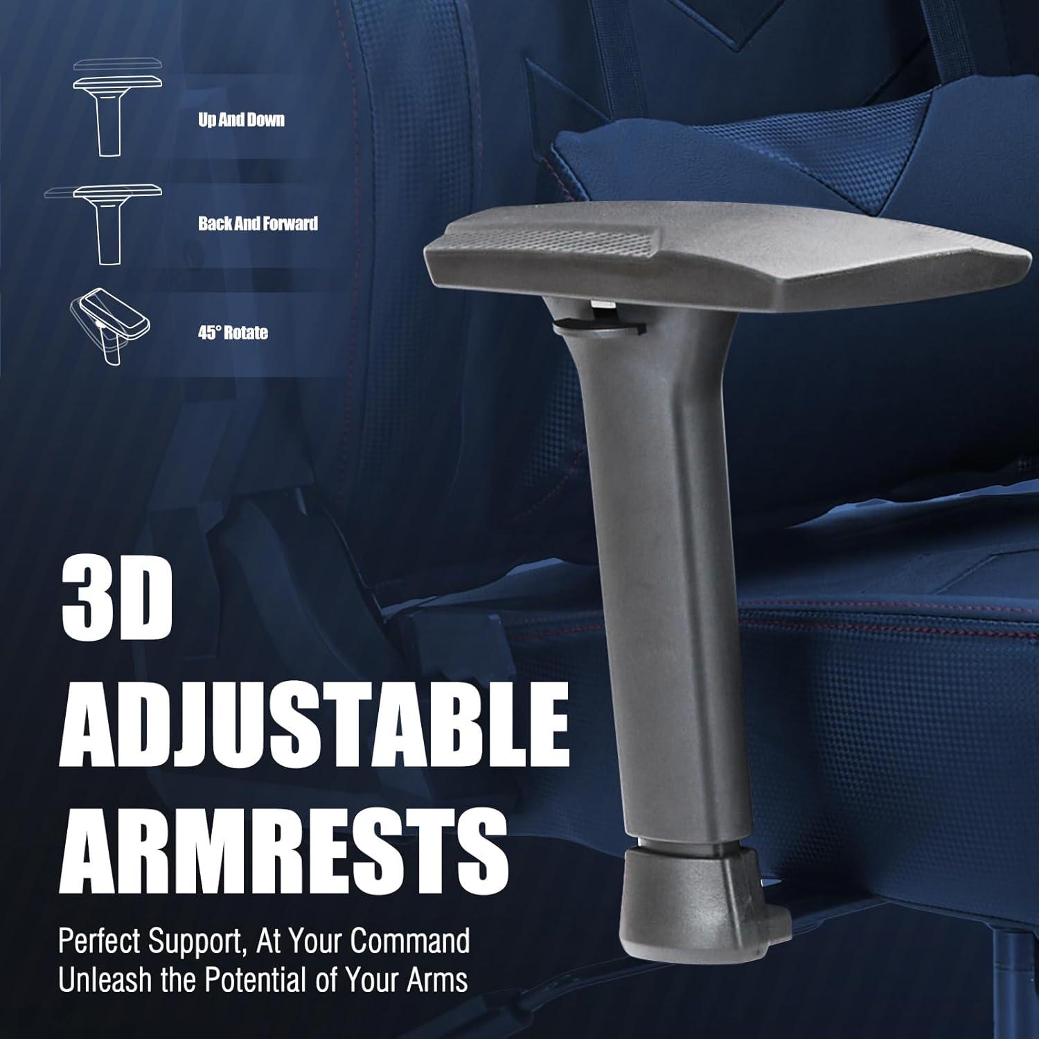 Big and Tall Gaming Chair with Footrest 350lbs-Racing Style Computer Gamer Chair, Ergonomic High Back PC Chair with Wide Seat, Reclining Back, 3D Armrest, Headrest and Lumbar Support for Adult-Black