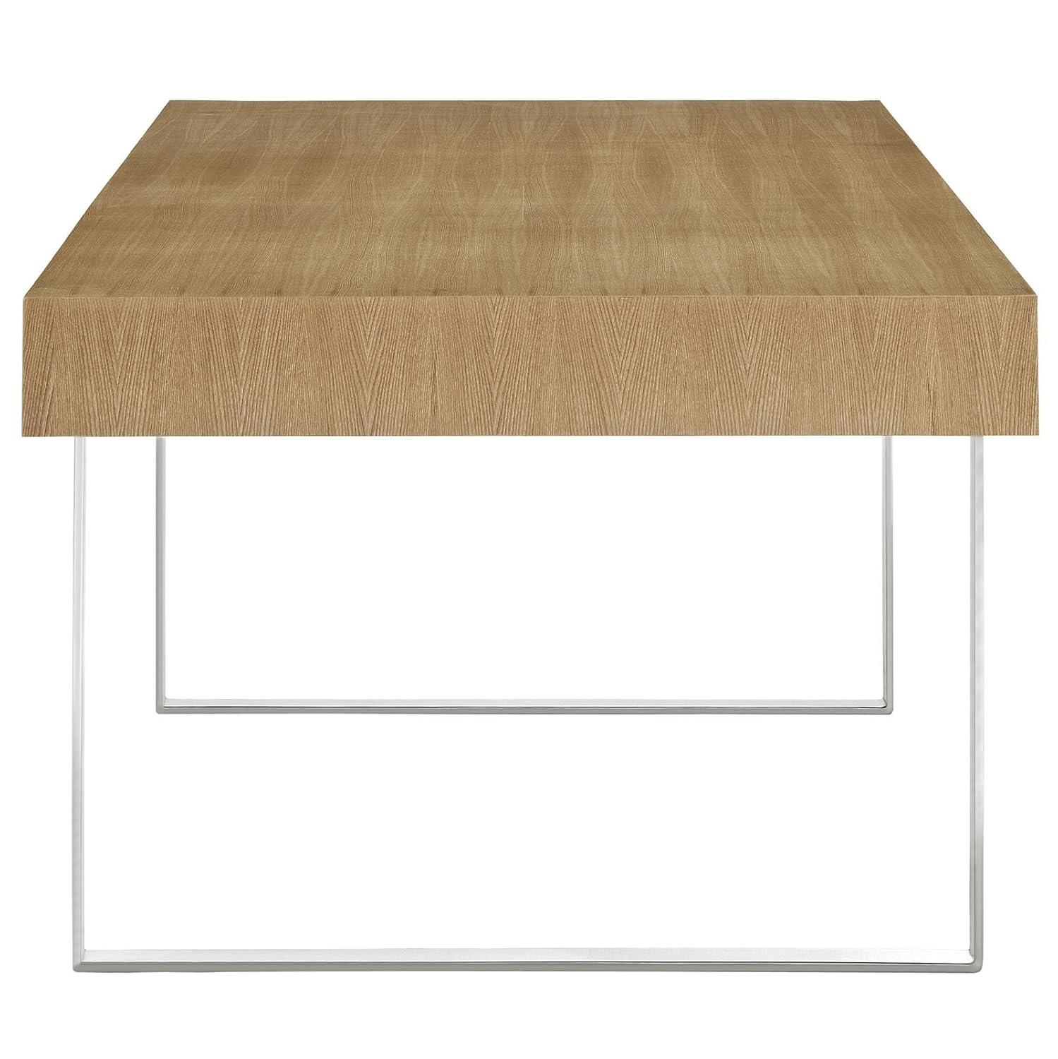 Modway Tinker Modern Stainless Steel & Wood Office Desk in Walnut