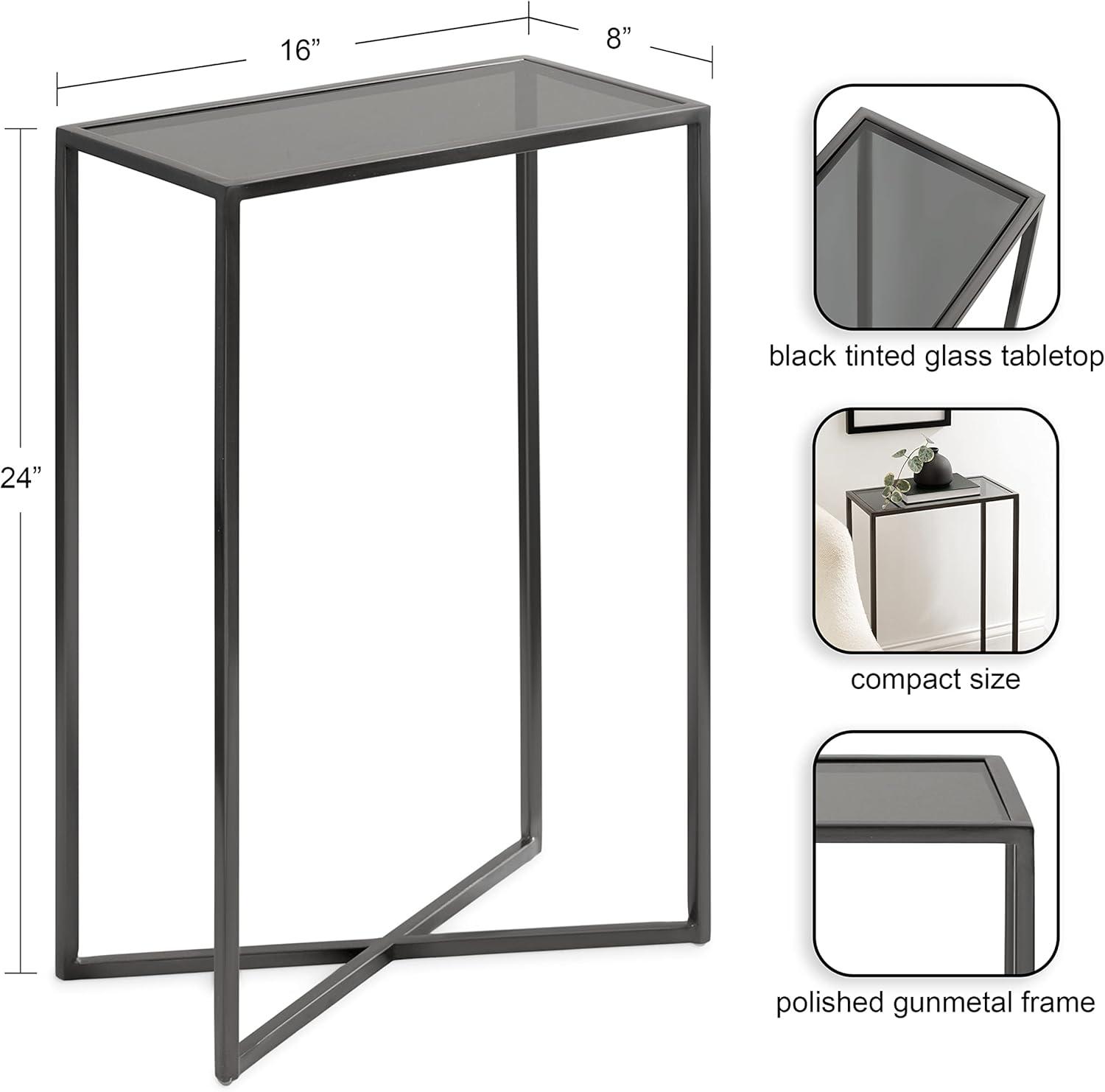 Kate and Laurel Jaspur Rectangle Metal Side Table, 16x8x24, Pewter