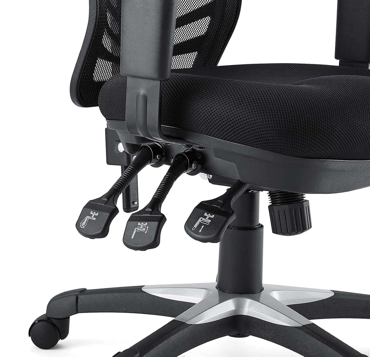 Articulate Mesh Office Chair Midnight Black - Modway: Ergonomic, Adjustable Arms, Swivel Desk Chair