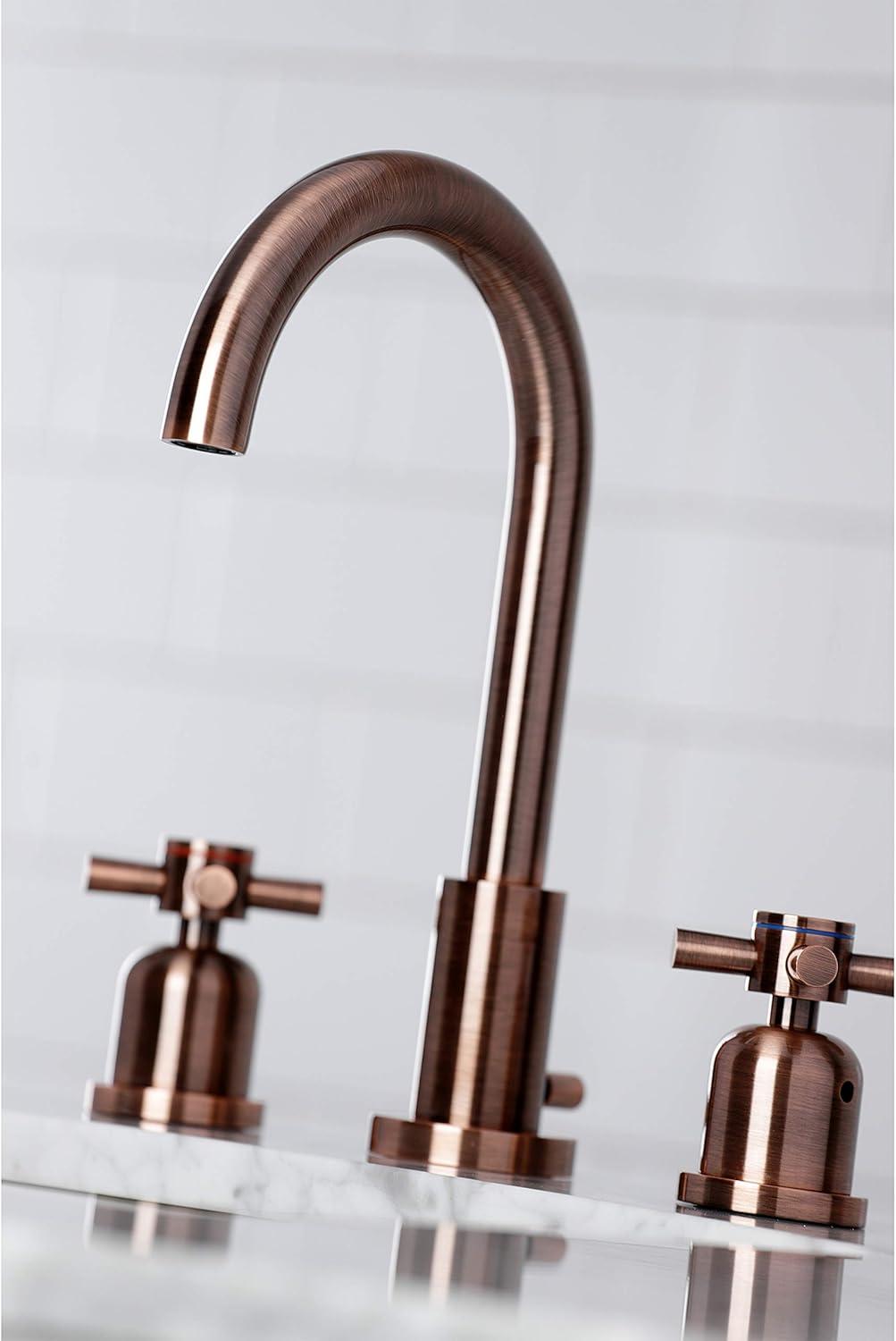 Kingston Brass Concord Two-Handle 3-Hole Deck Mount Widespread Bathroom Faucet with Brass Pop-Up Drain