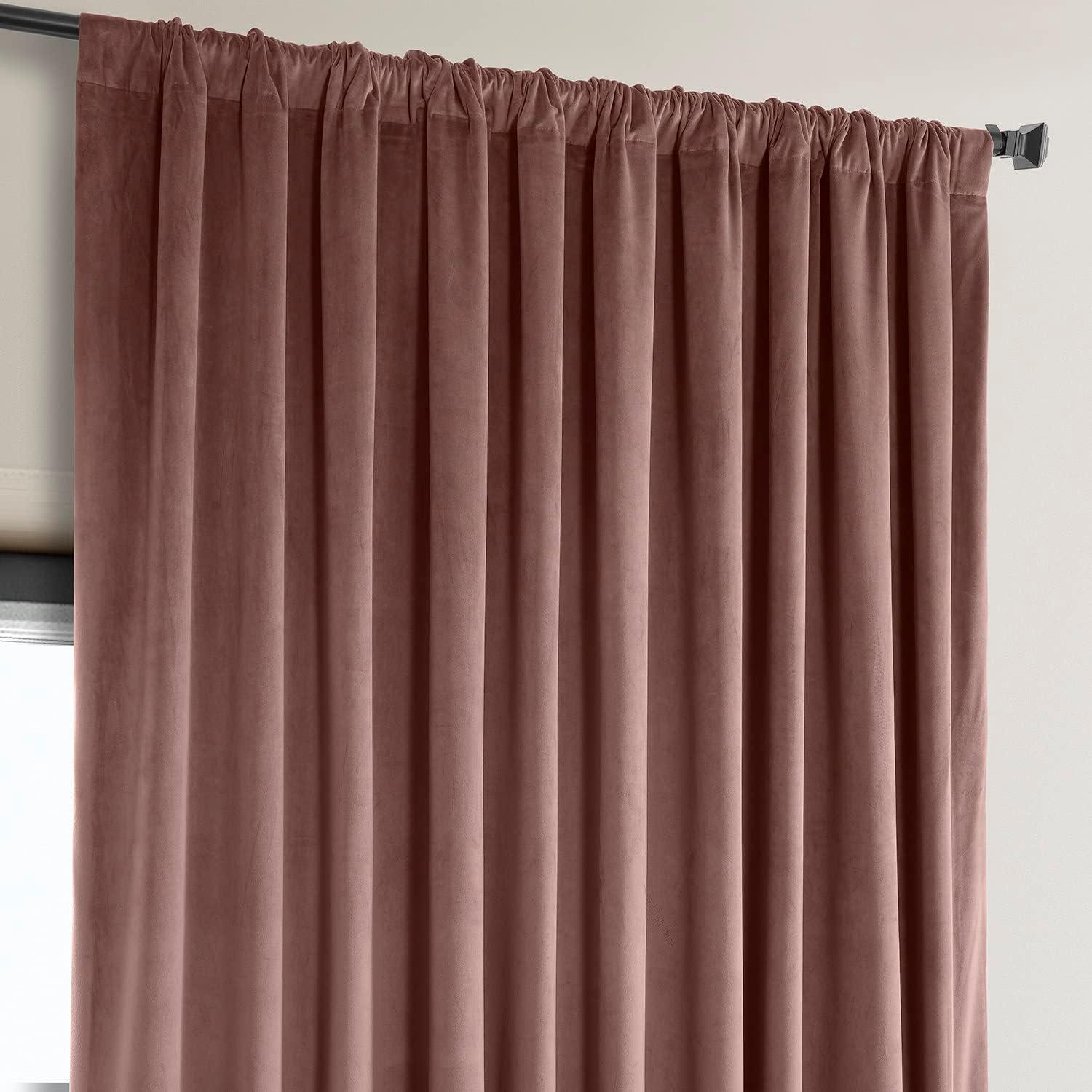 HPD Half Price Drapes Wild Rose Heritage Plush Velvet Room Darkening Curtains for Bedroom & Living Room Curtains (1 Panel), Window Curtains 84 inches long, Extra Wide Curtains & Drapes, 100W X 84L