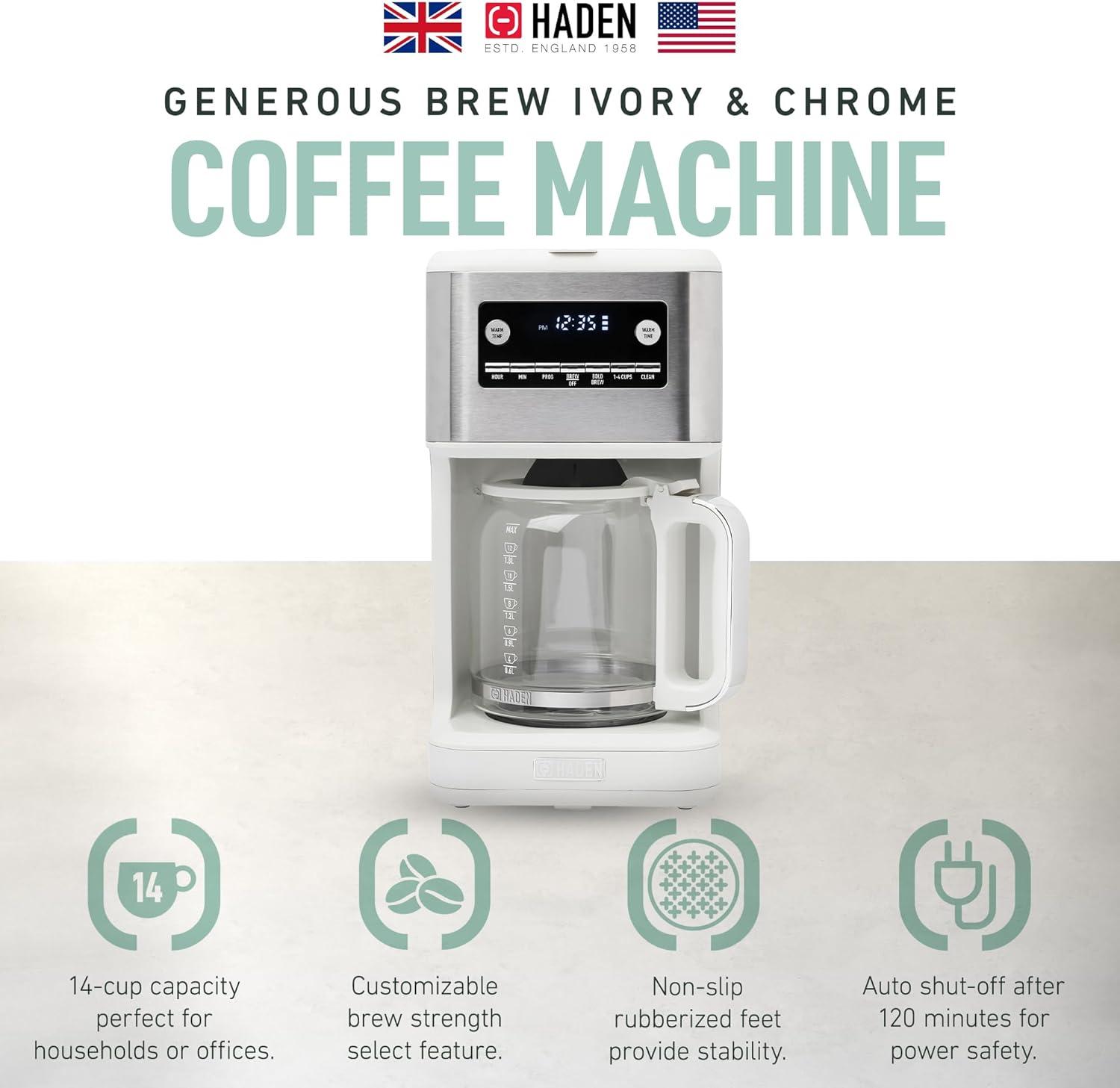 HADEN Generous Brew White 14-Cup Drip Coffee Maker