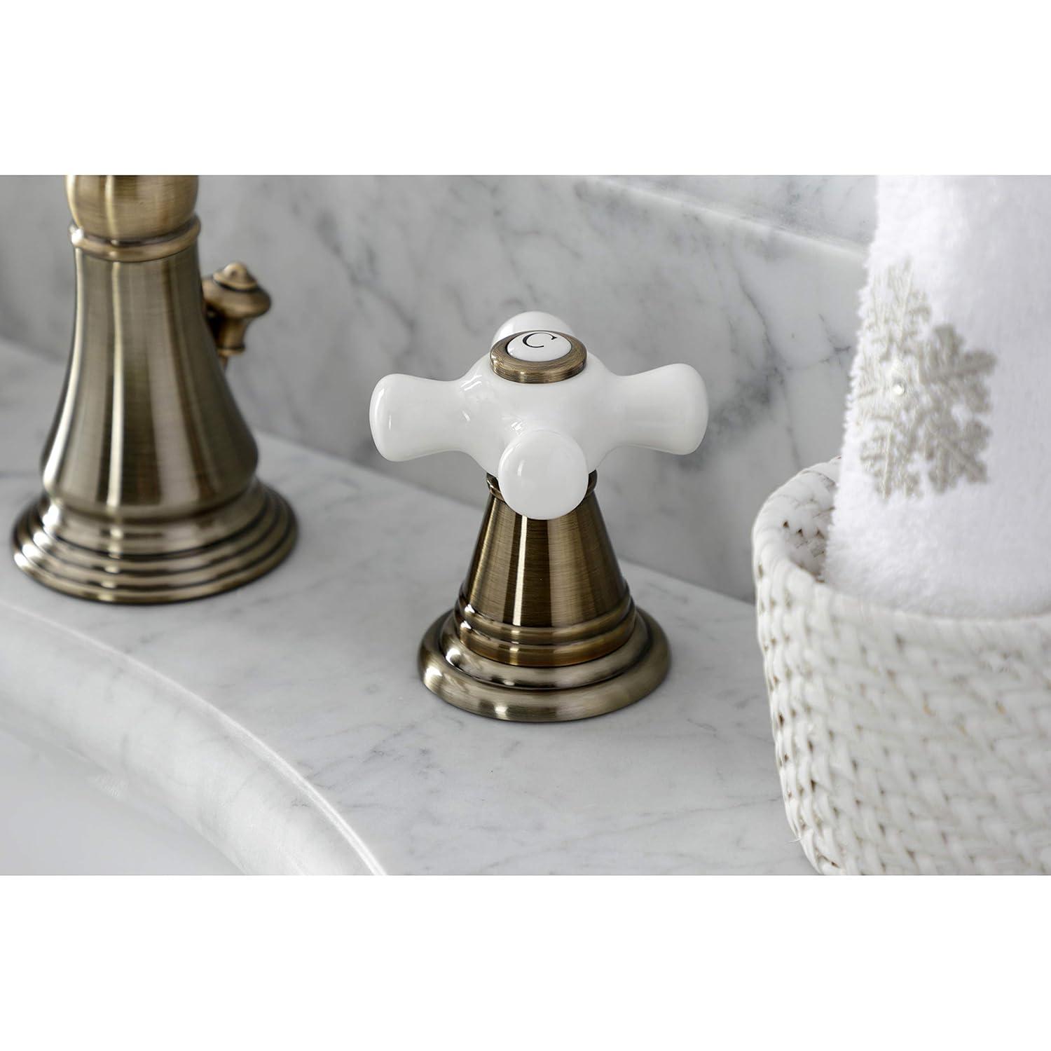 Kingston Brass Kingston Brass American Classic Two-Handle 3-Hole Deck Mount Widespread Bathroom Faucet with Pop-Up Drain FSC19733APX