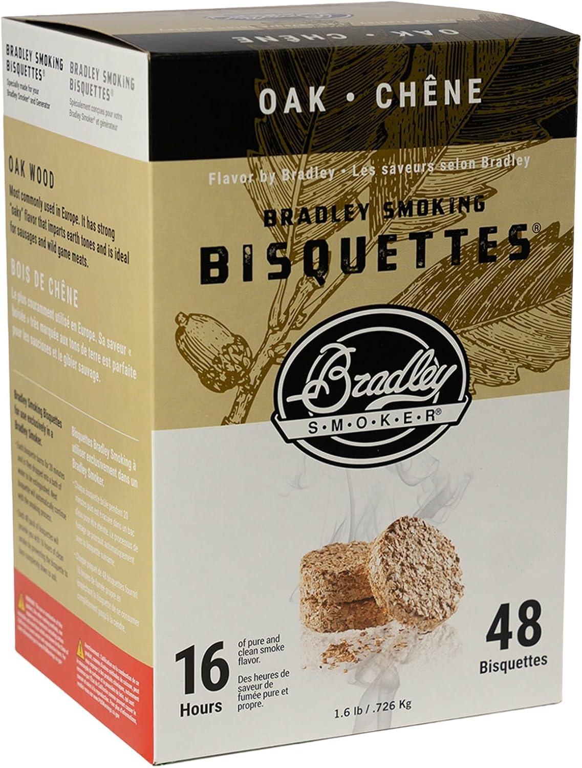 Bradley Smoker Oak Flavor Wood Smoking Bisquettes 48 Pack BTOK48