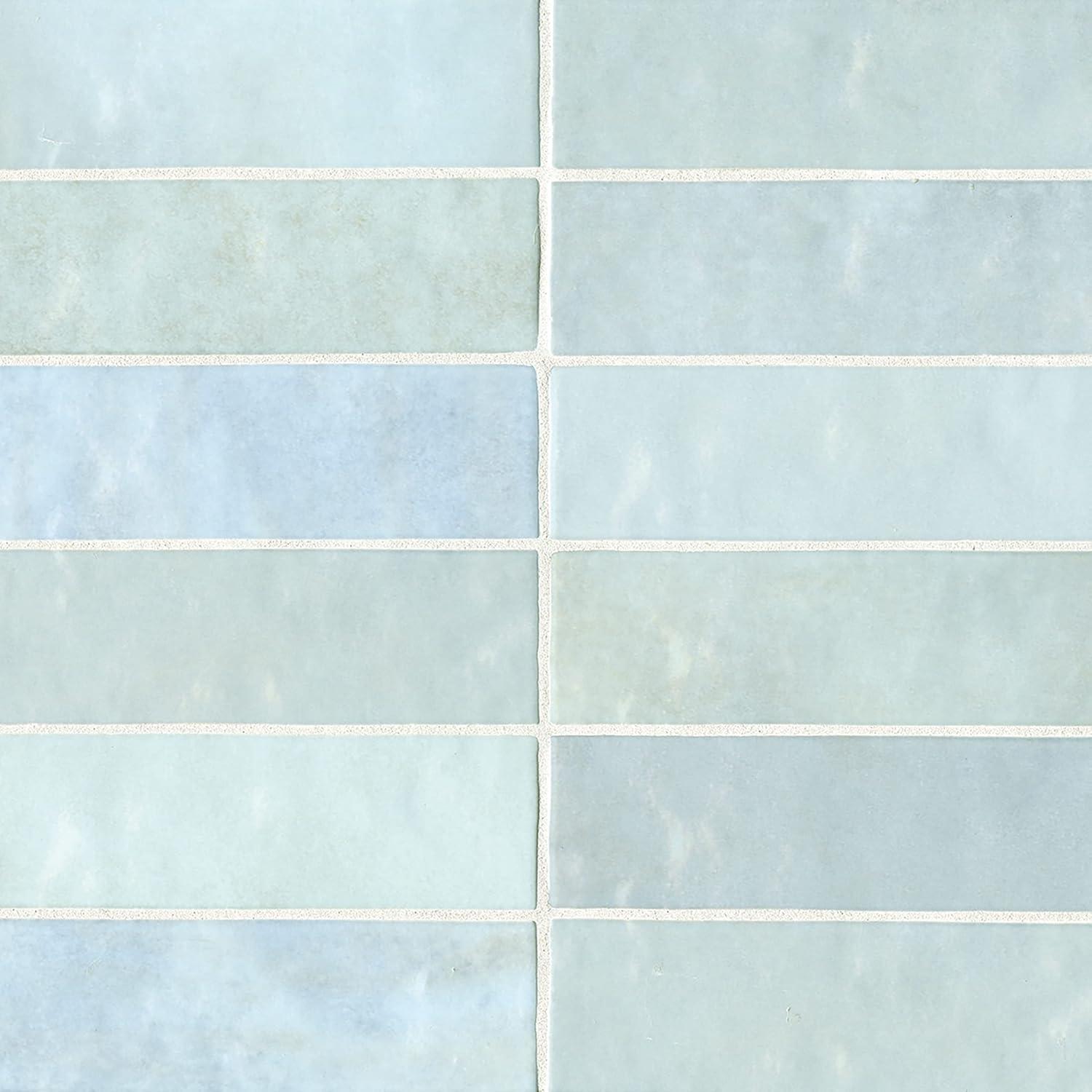 Cloe Baby Blue Glossy Ceramic Subway Wall Tile 2.5" x 8"