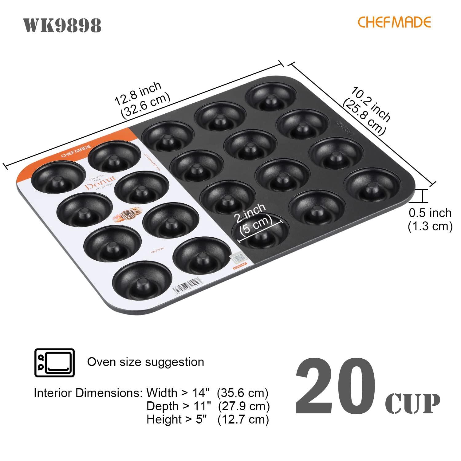 CHEFMADE CHEFMADE Donut Pan, Nonstick 20 Cavity Mini Ring Doughnut Baking Pan