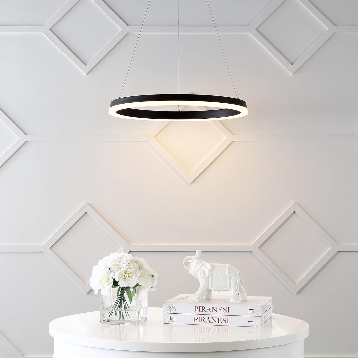 Brice 24" Round Integrated LED Metal Pendant, Matte Black