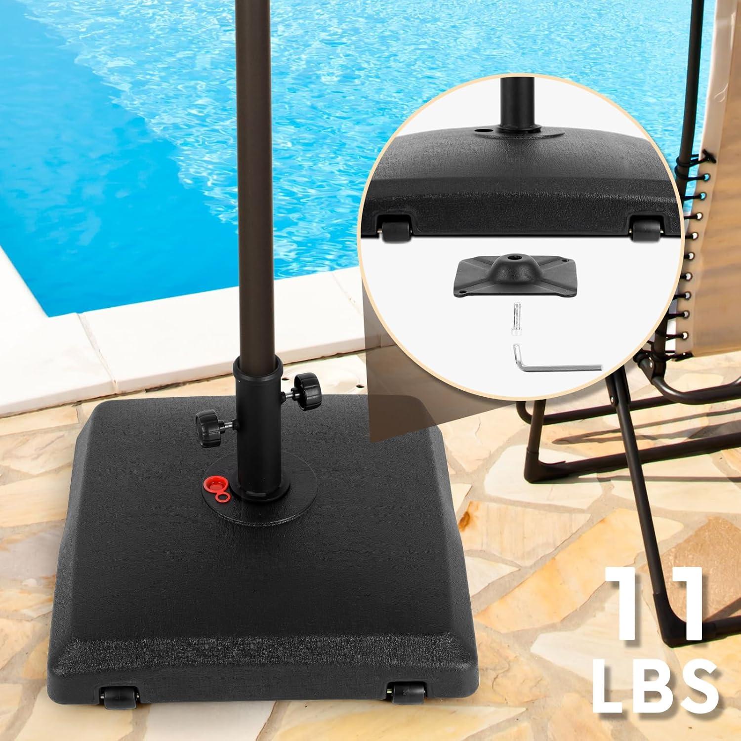 Black Square Steel and Polyethylene Wheeled Umbrella Base