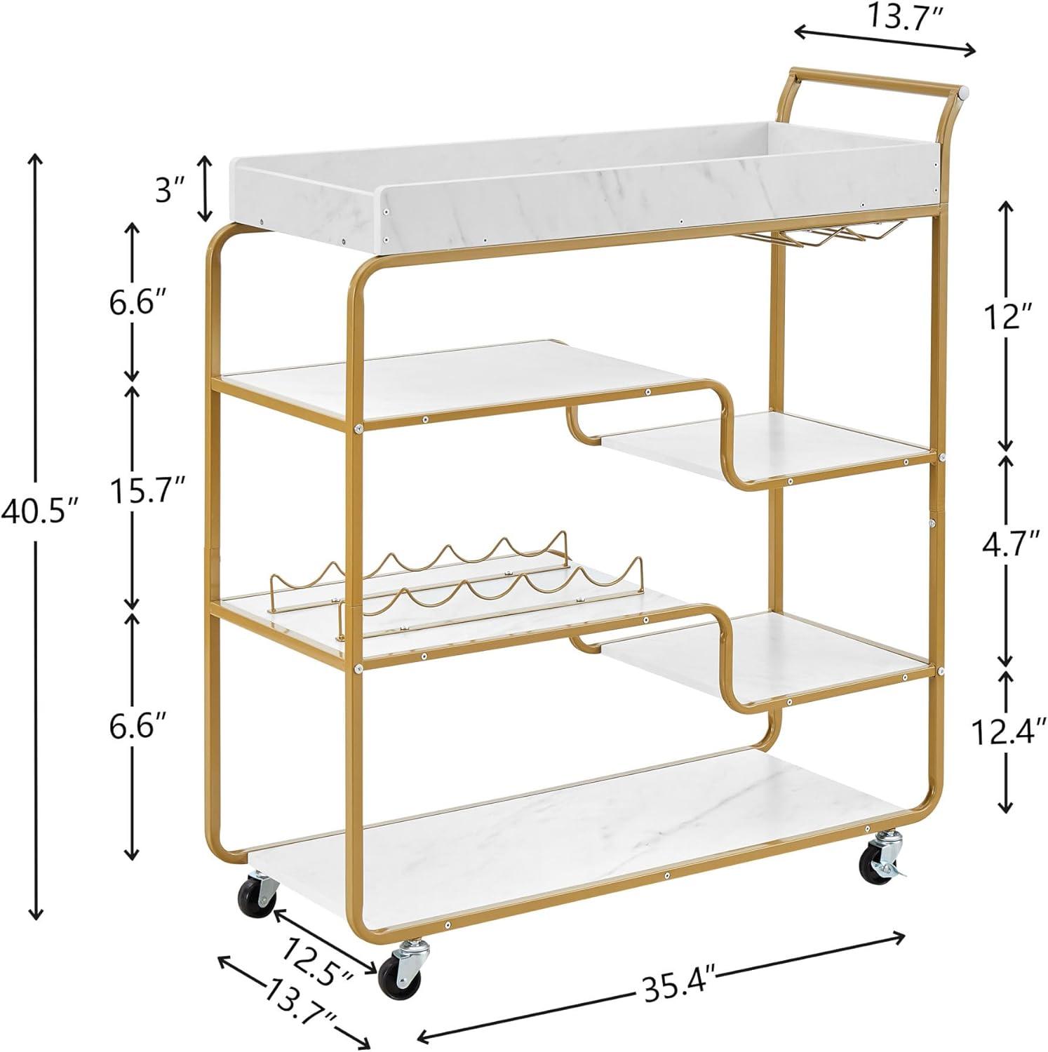 JRHRXXY 6-Tier Bar Cart,Wine Cart with Wine Rack and Glass Holder,Home Serving Cart for Dining Room
