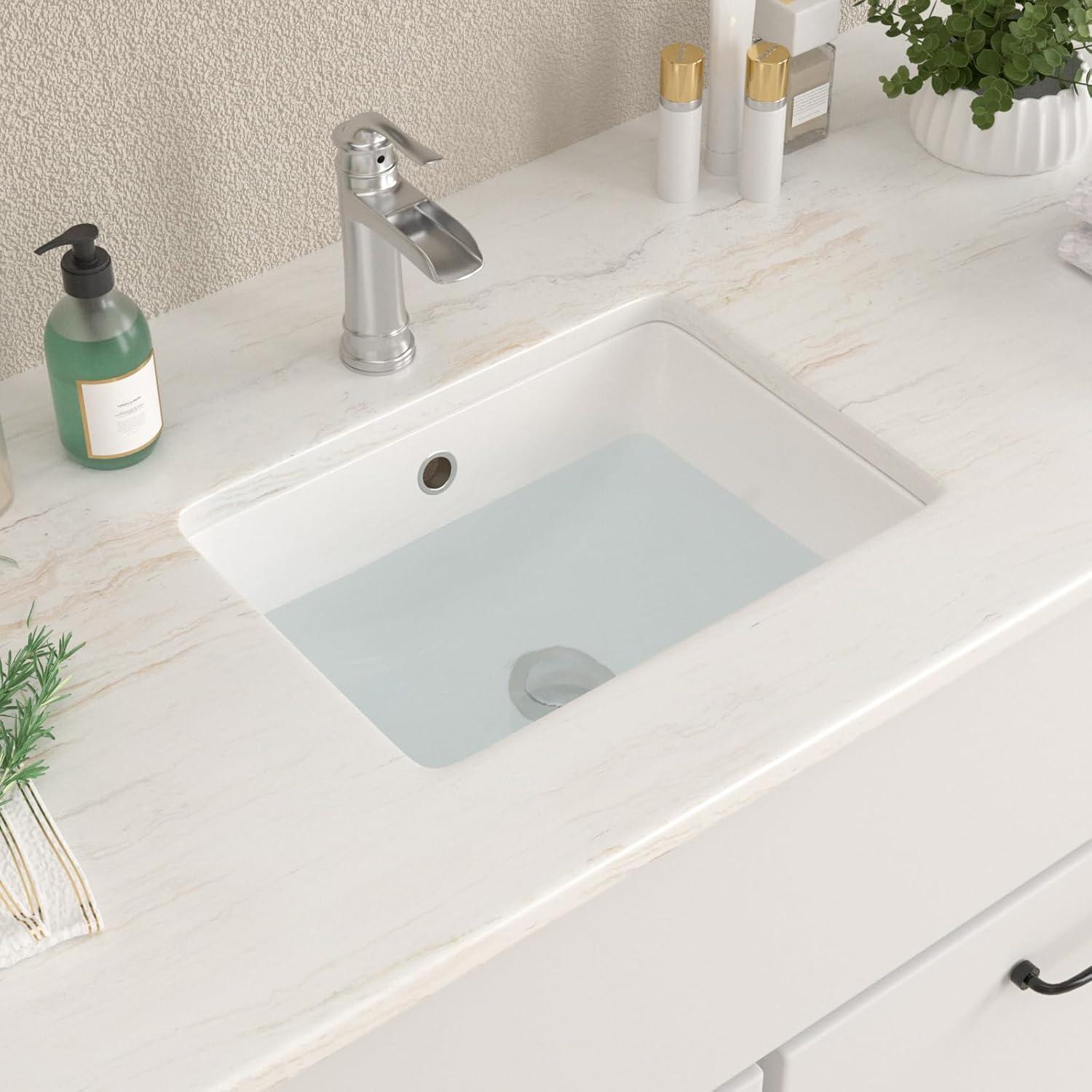 18'' White Ceramic Rectangular Undermount Bathroom Sink