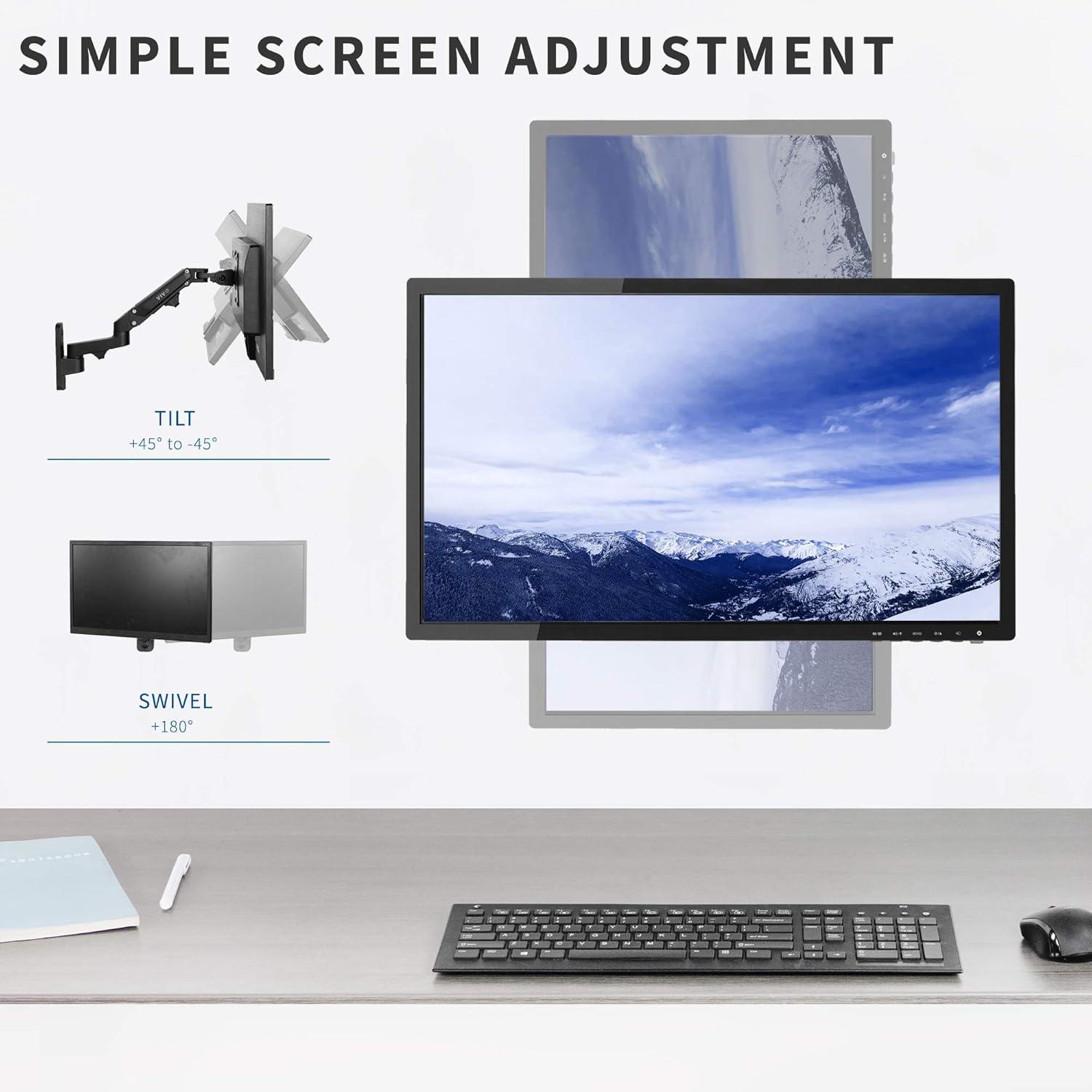 Vivo Premium Aluminum Single Monitor Wall Mount