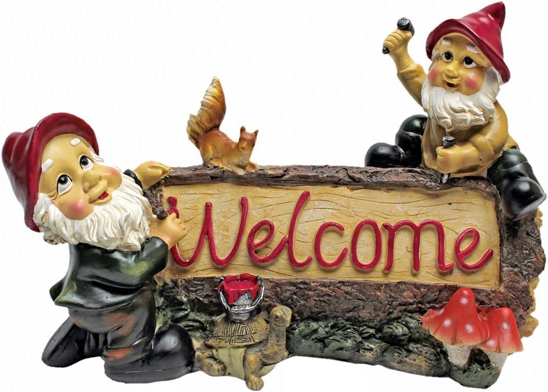 Greeting Gnomes Welcome Sign Statue