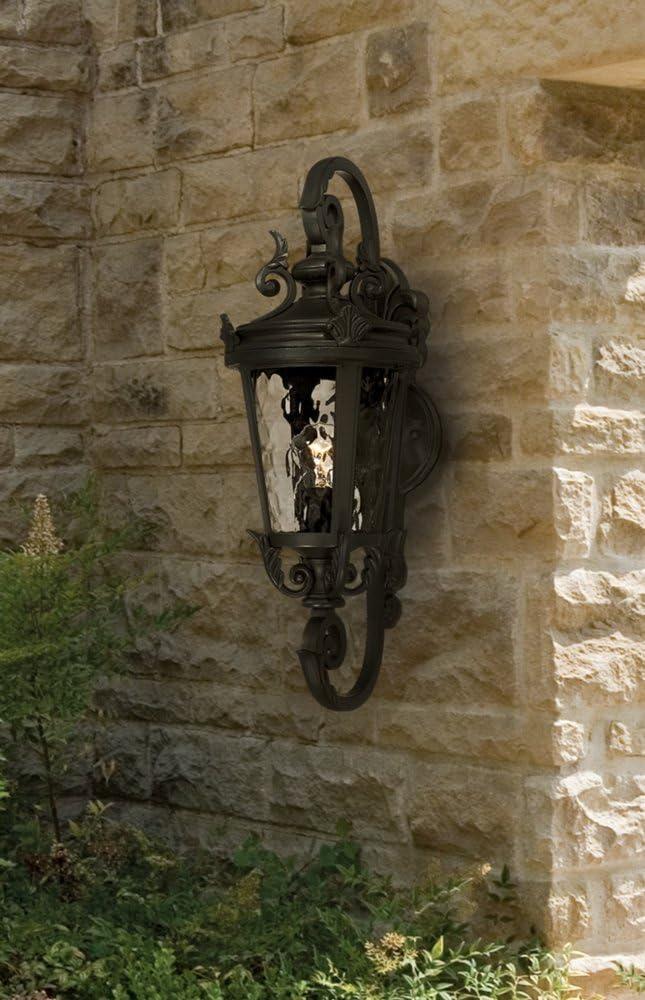 John Timberland Casa Marseille Vintage Rustic Outdoor Wall Light Fixture Black Scroll 19" Clear Hammered Glass for Post Exterior Barn Deck House Porch