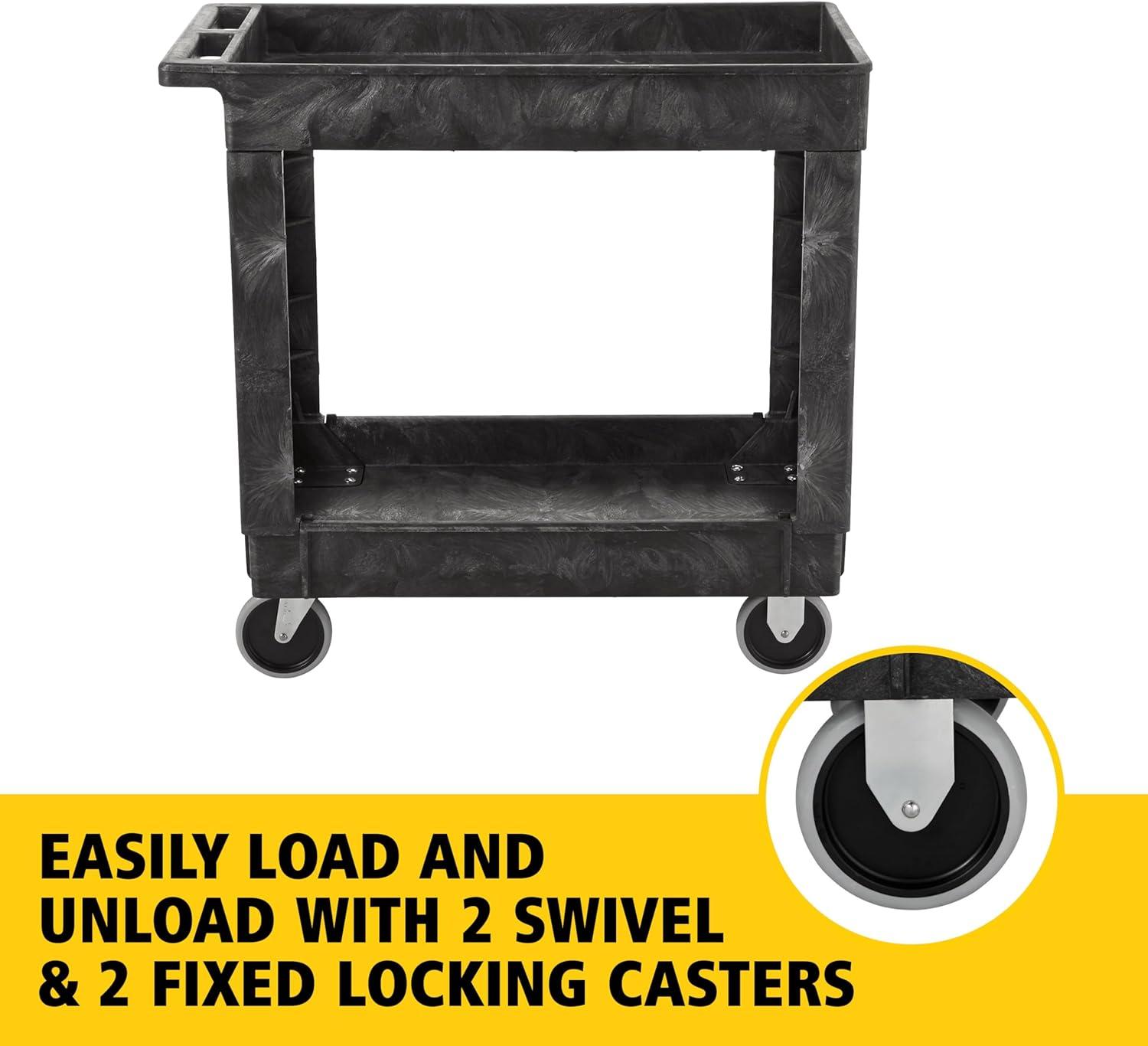 Rubbermaid Heavy Duty 2-Shelf Utility Cart With Lipped Shelf Medium