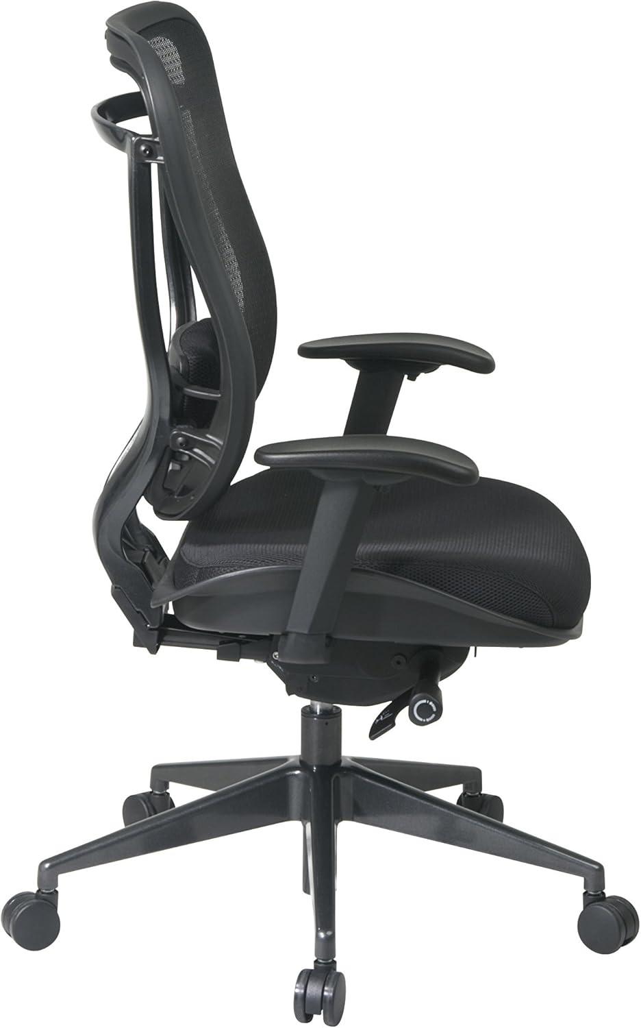 Big and Tall Executive Black High Back Chair with Breathable Mesh in Gun Metal