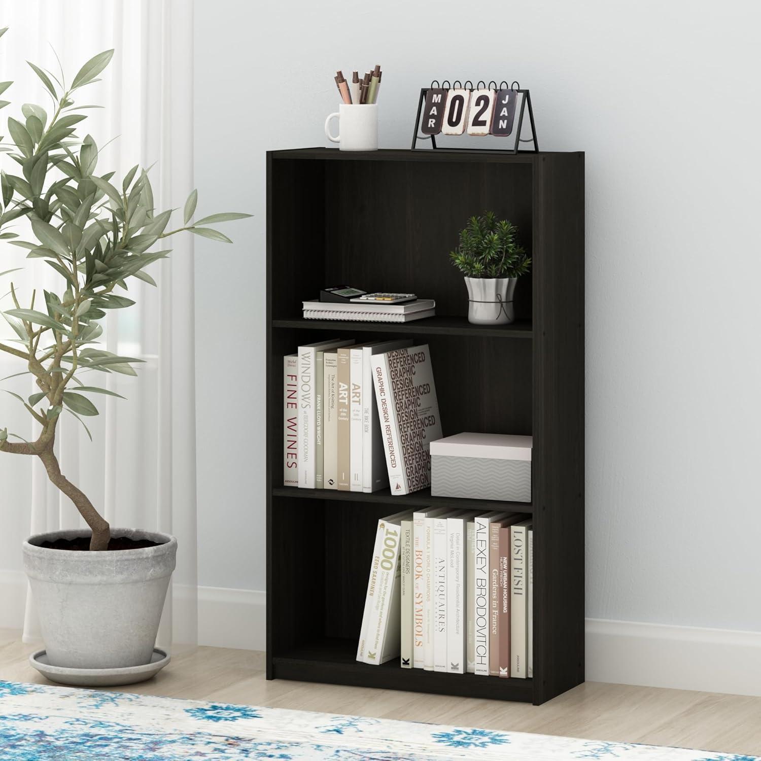 Furinno Easy Assembly 3 Cube Decorative Bookshelf Storage Display Cabinet 3-Tier Multi-functional Open Shelf,Espresso