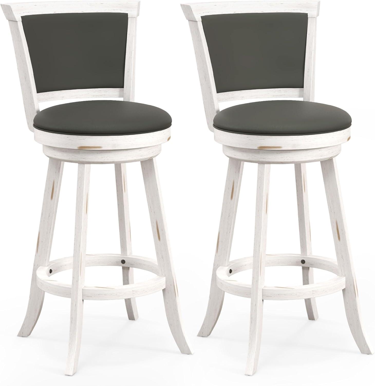 Havant Swivel Upholstered Counter Stool with Solid Wood Frame (Set of 2)