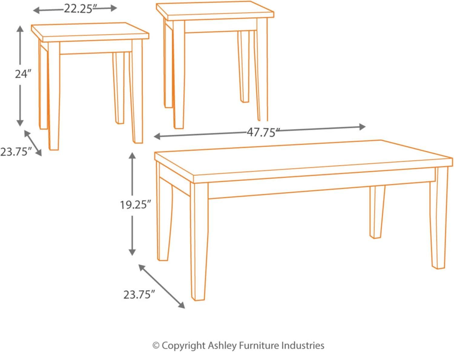 Signature Design by Ashley Theo Contemporary Faux Marble 3-Piece Occasional Table Set, Includes Coffee Table and 2 End Tables, Brown