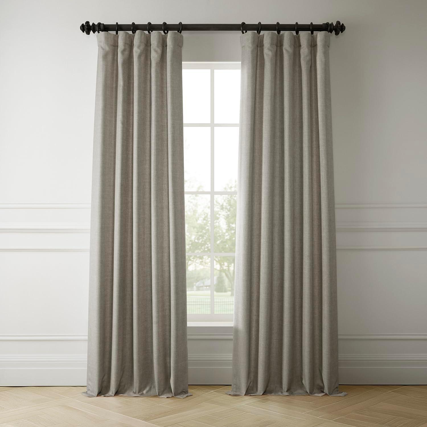 HPD Half Price Drapes Taupe Grey Italian Faux Linen Room Darkening Curtains with Rod Pocket - 1 Panel - Window Curtains for Living Room & Curtains for Bedroom, 50W X 84L