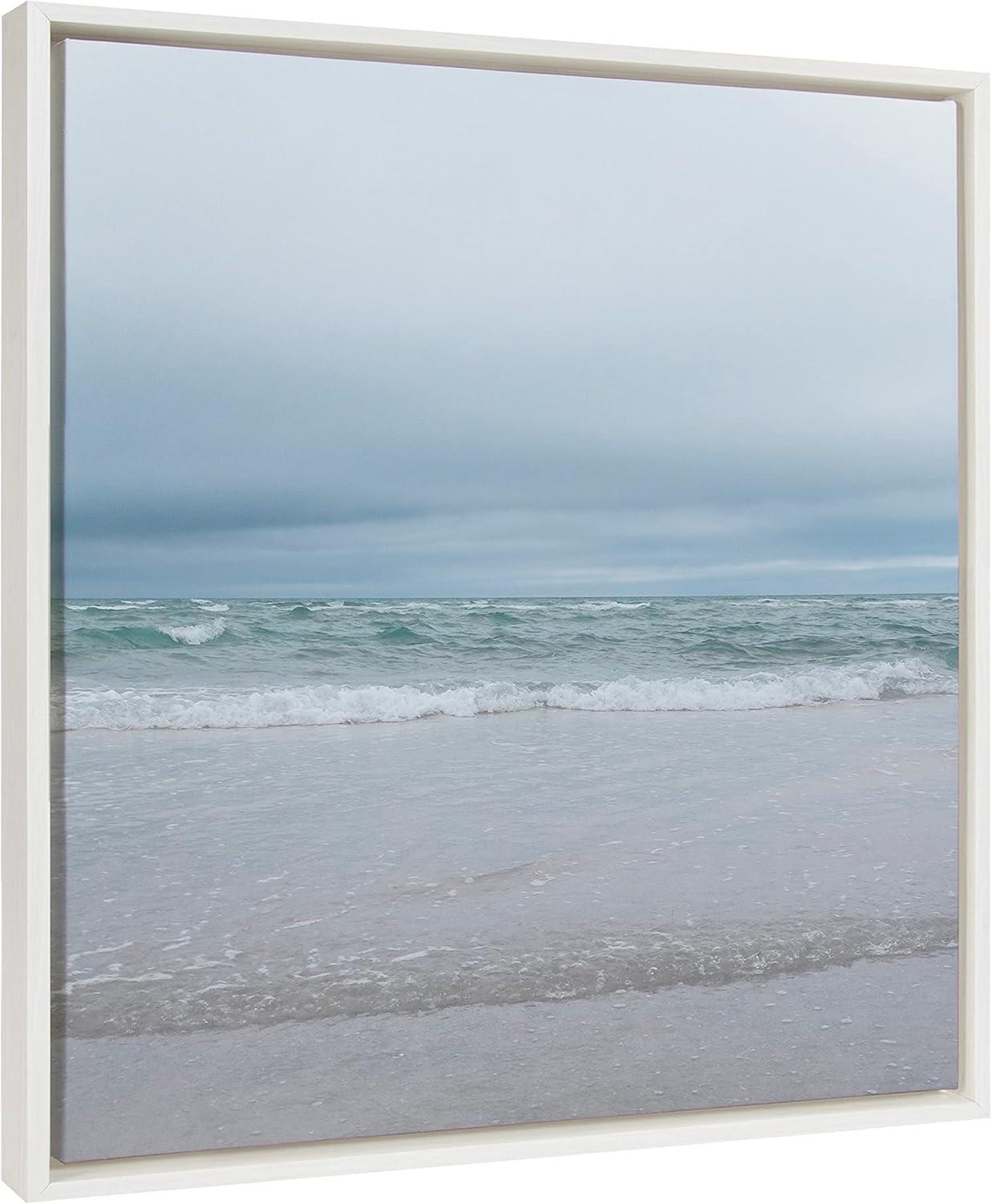 22" x 22" Sylvie Life is a Beach Framed Canvas by Stephanie Klatt - Kate & Laurel: Coastal Wall Decor