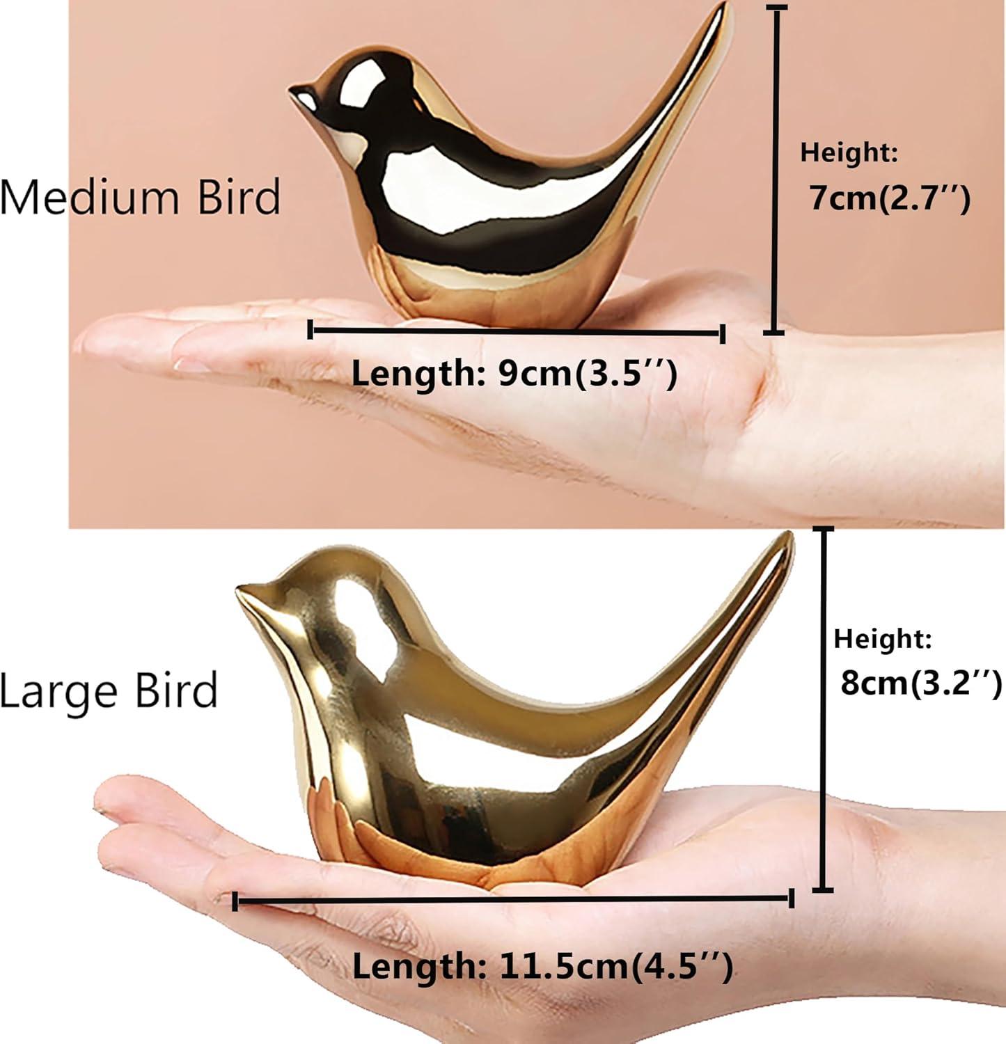 Gold Ceramic Bird Statues for Table Decor