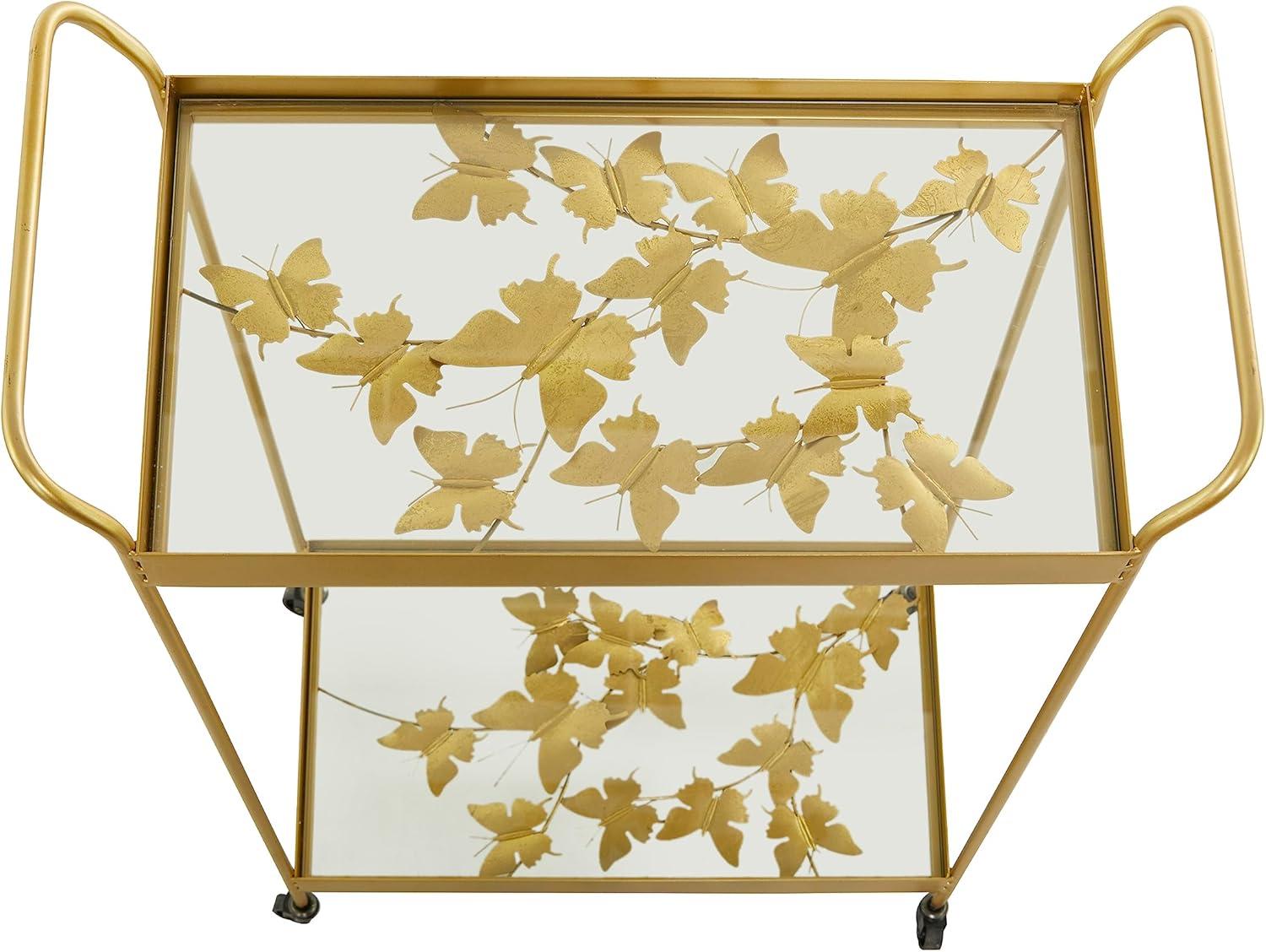 DecMode Metal Bar Cart Contemporary Gold