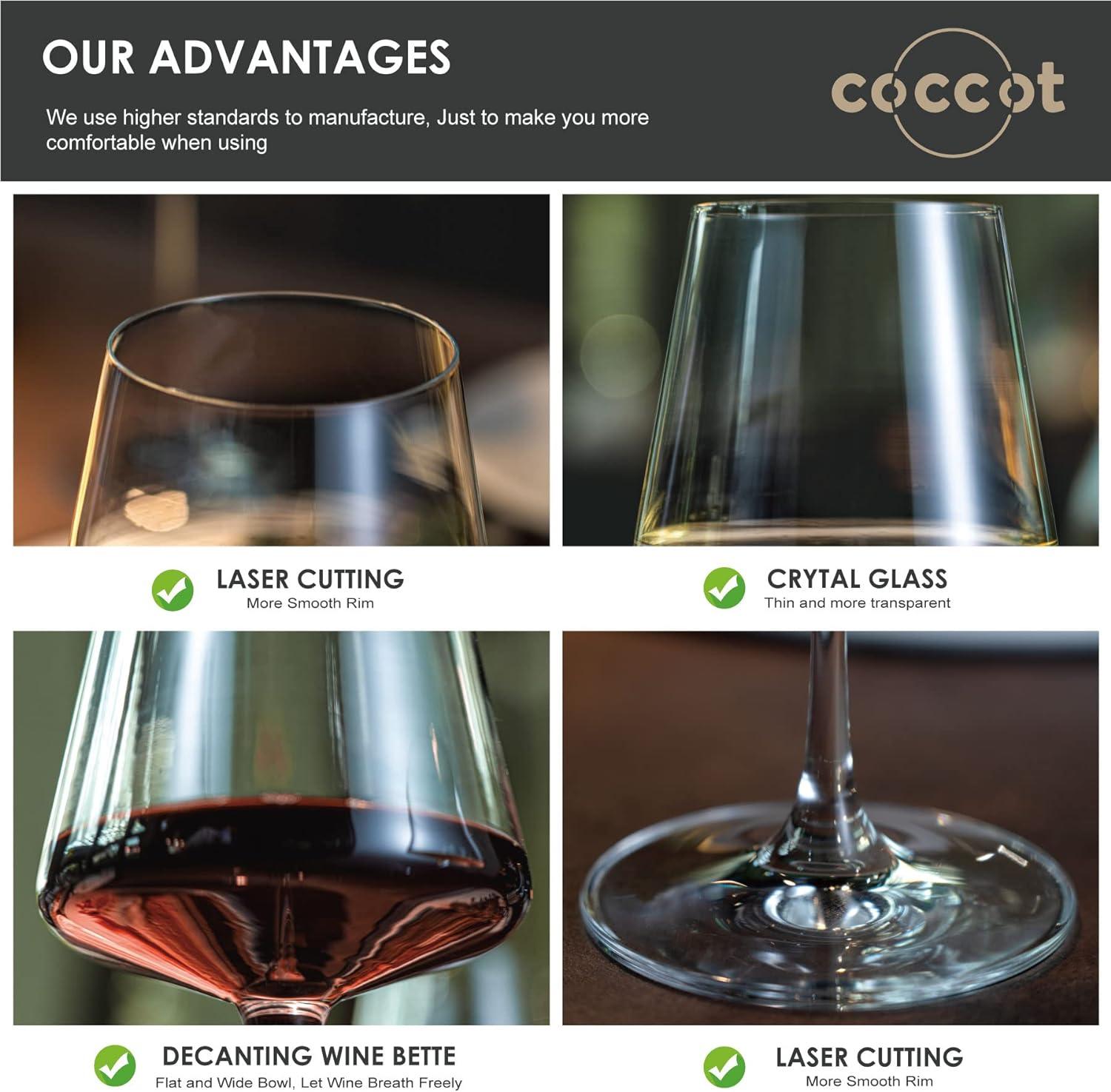 Wine Glasses Set Of 6,Crystal White Wine Glasses,Red Wine Glass Set,Long Stem Wine Glasses,Clear Lead-Free Premium Blown Glassware (6 Pack)