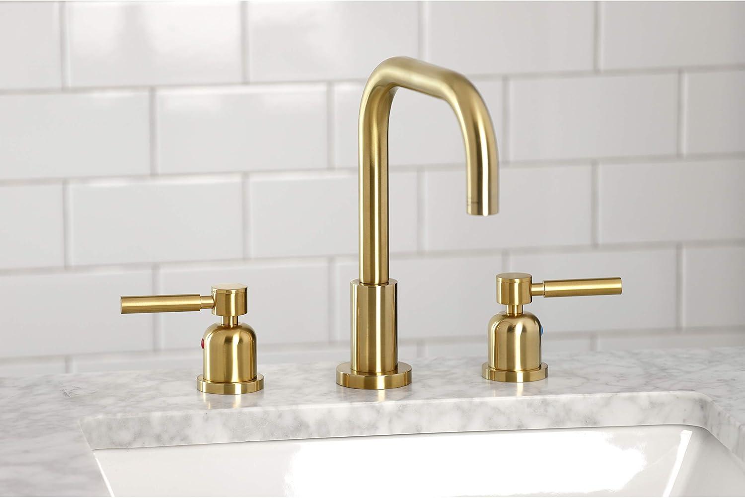 Kingston Brass Concord Two-Handle 3-Hole Deck Mount Widespread Bathroom Faucet with Brass Pop-Up Drain