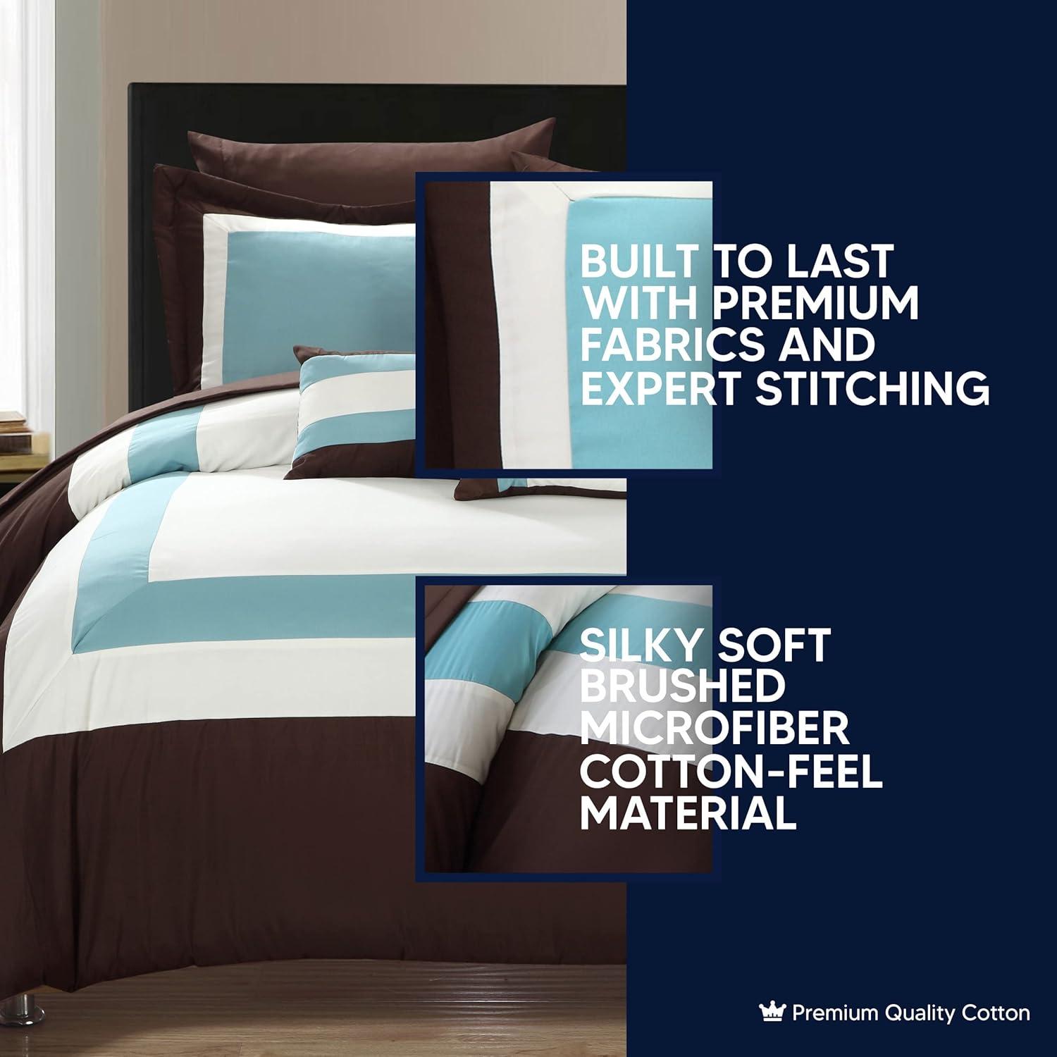 Chic Home 10-Piece Pink Color Block Comforter Bed in a Bag, Queen