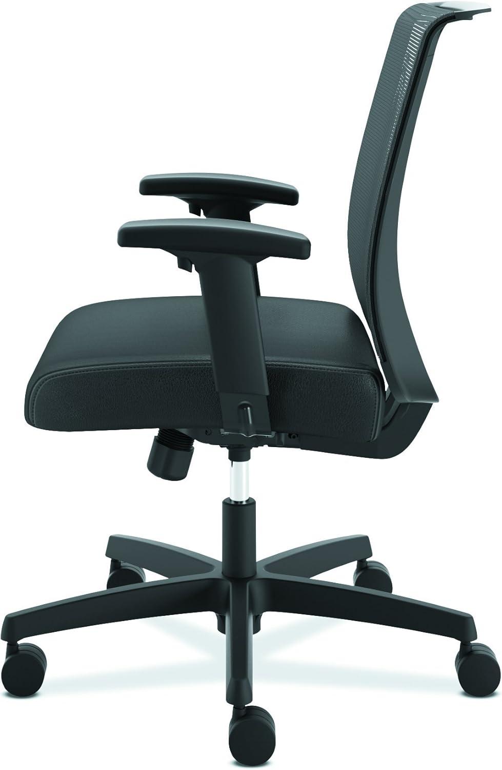 Convergence Mid-Back Task Chair with Swivel-Tilt Control Supports up to 275 lbs, Vinyl, Black Seat/Back, Black Base