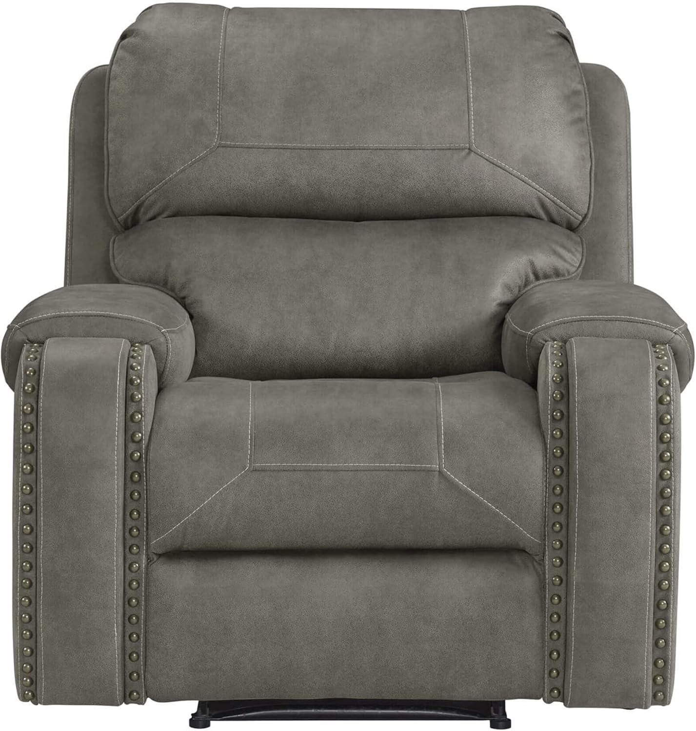 Sunset Trading Calvin 41" Contemporary Fabric Recliner/Reclining Chair in Gray