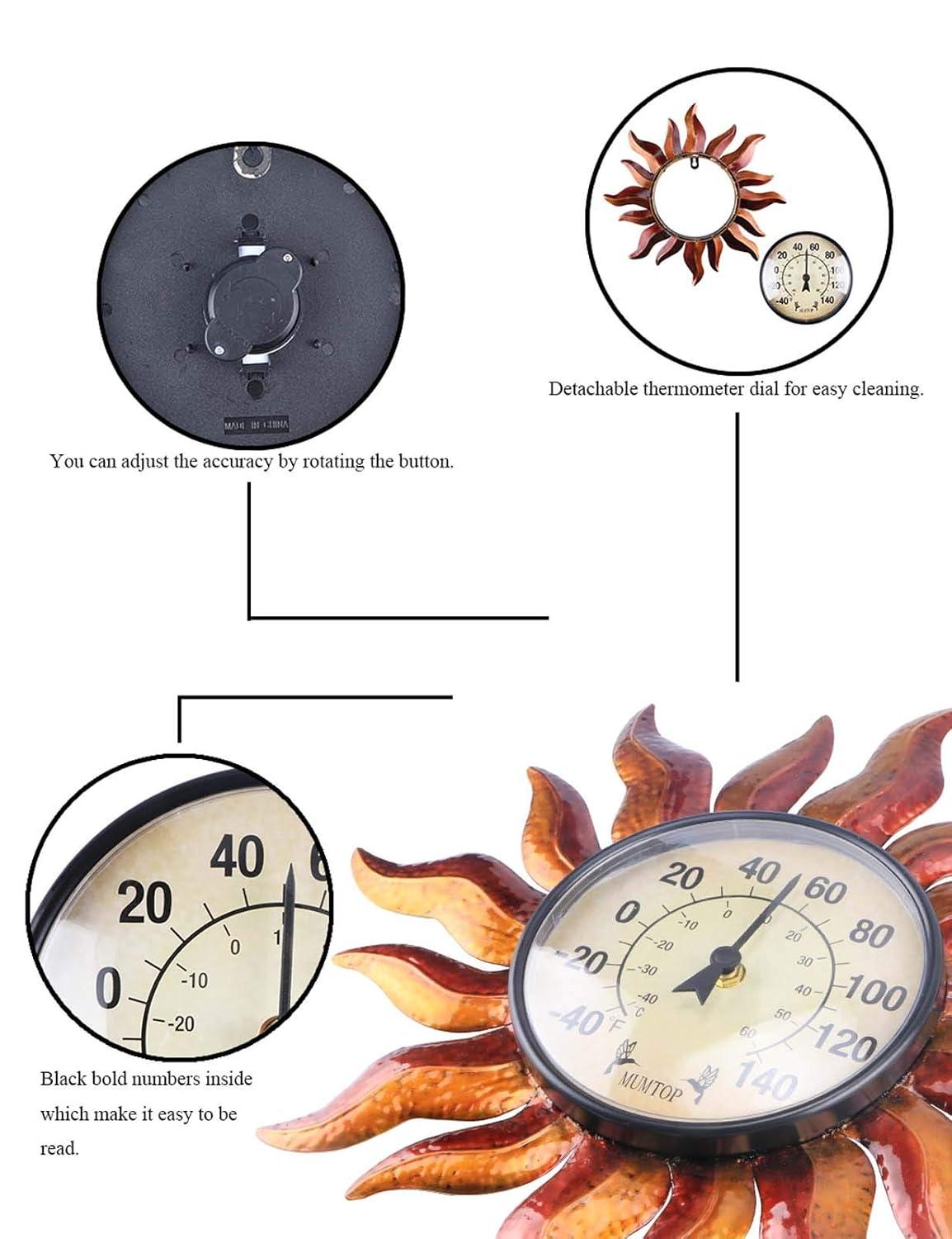 MUMTOP Thermometer Indoor Outdoor Sun Waterproof Wall-Mounted Thermometer Does not Require Any Battery