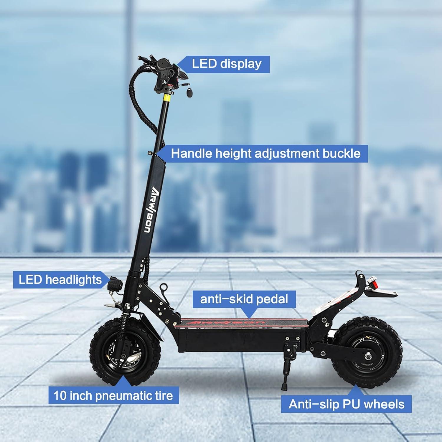 Black Alloy Steel Electric Kick Scooter with Dual Suspension