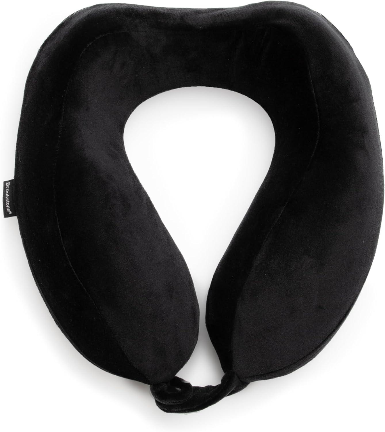 Brookstone Travel Neck Pillow - Contoured Head Memory Foam Neck Support Pillow for Travelling