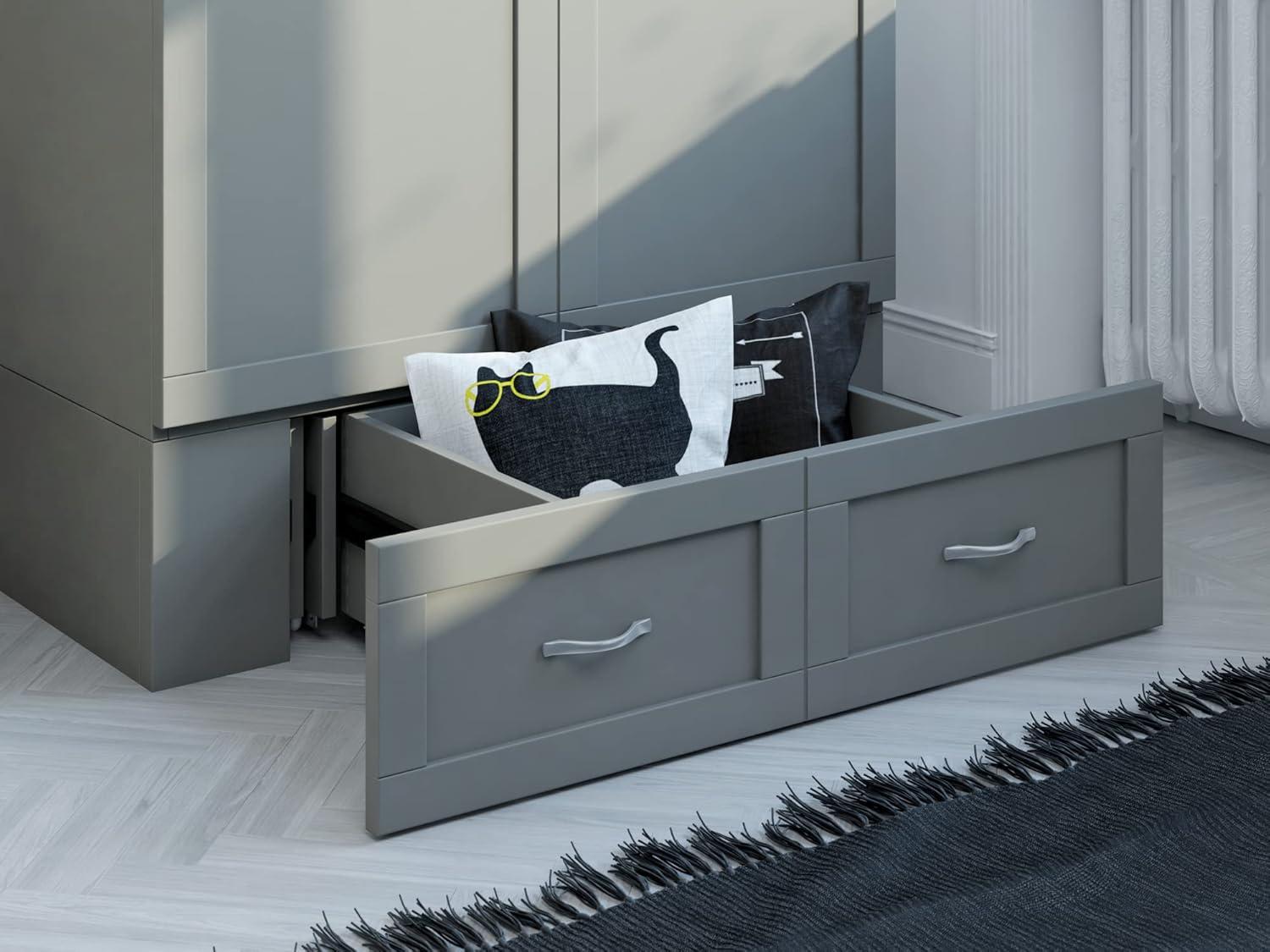 AFI Hamilton Twin XL Solid Wood Murphy Bed Chest with Built-In Charger in Gray
