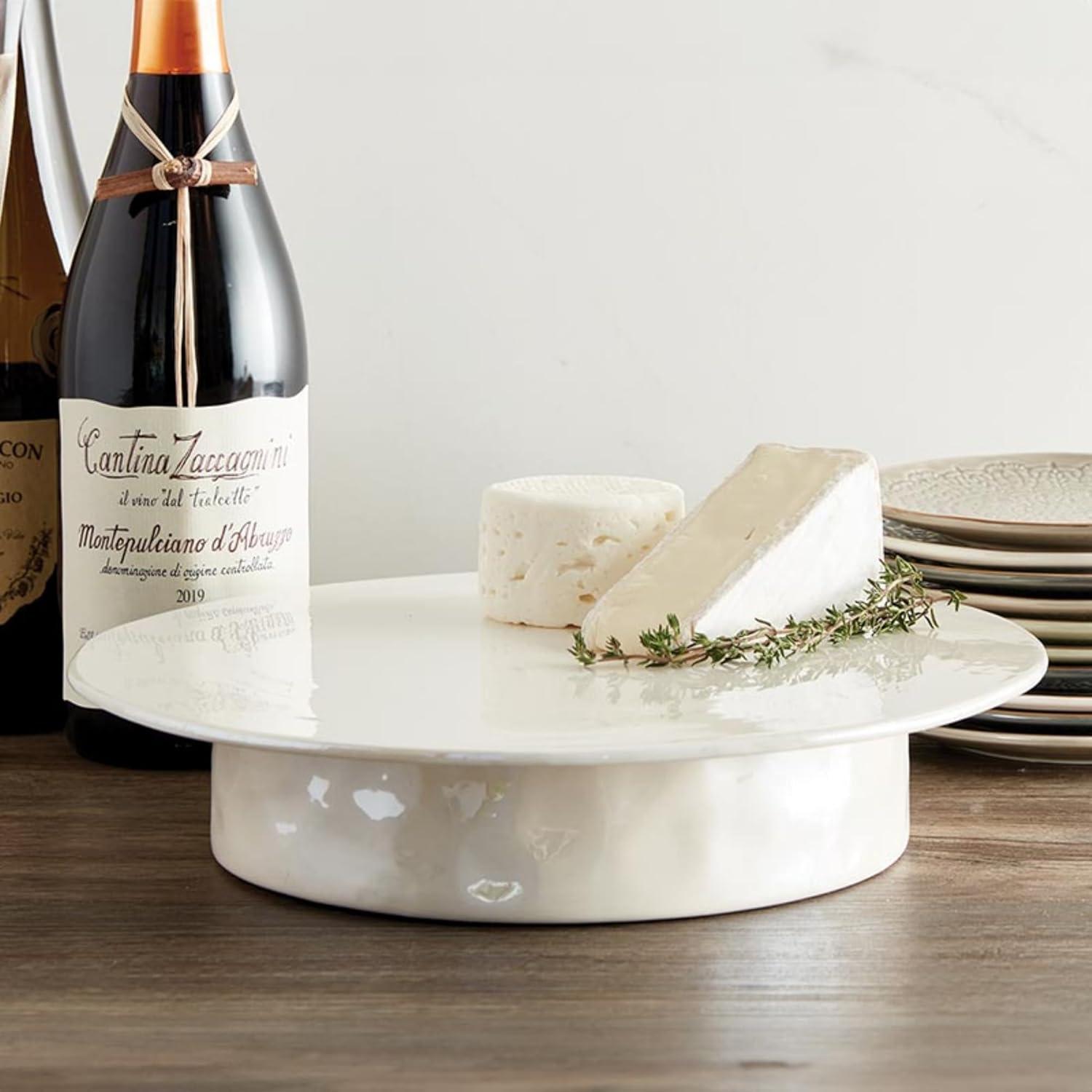 Santa Barbara Design Studio Ceramic Cake Stand Luster Dessert Display Riser, 11" Diameter x 2" H, White