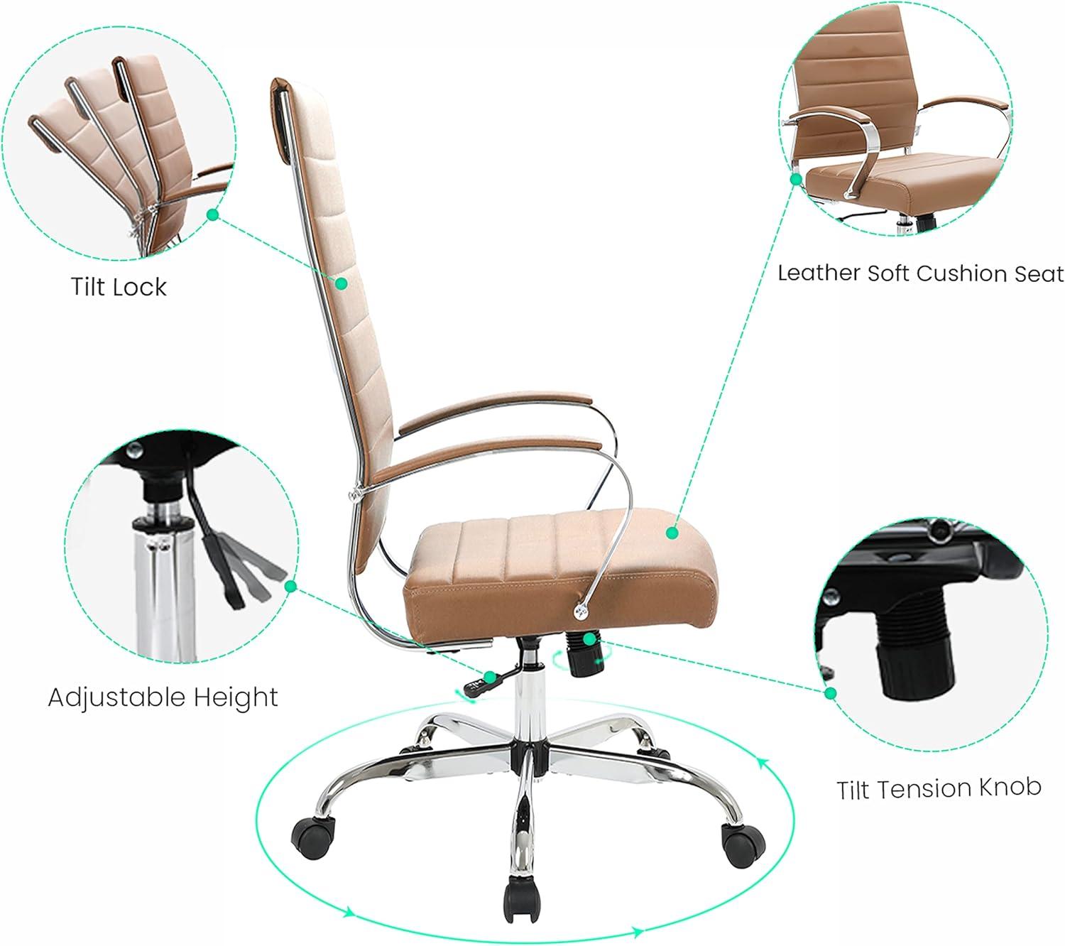LeisureMod Benmar Modern High Back Leather Office Chair
