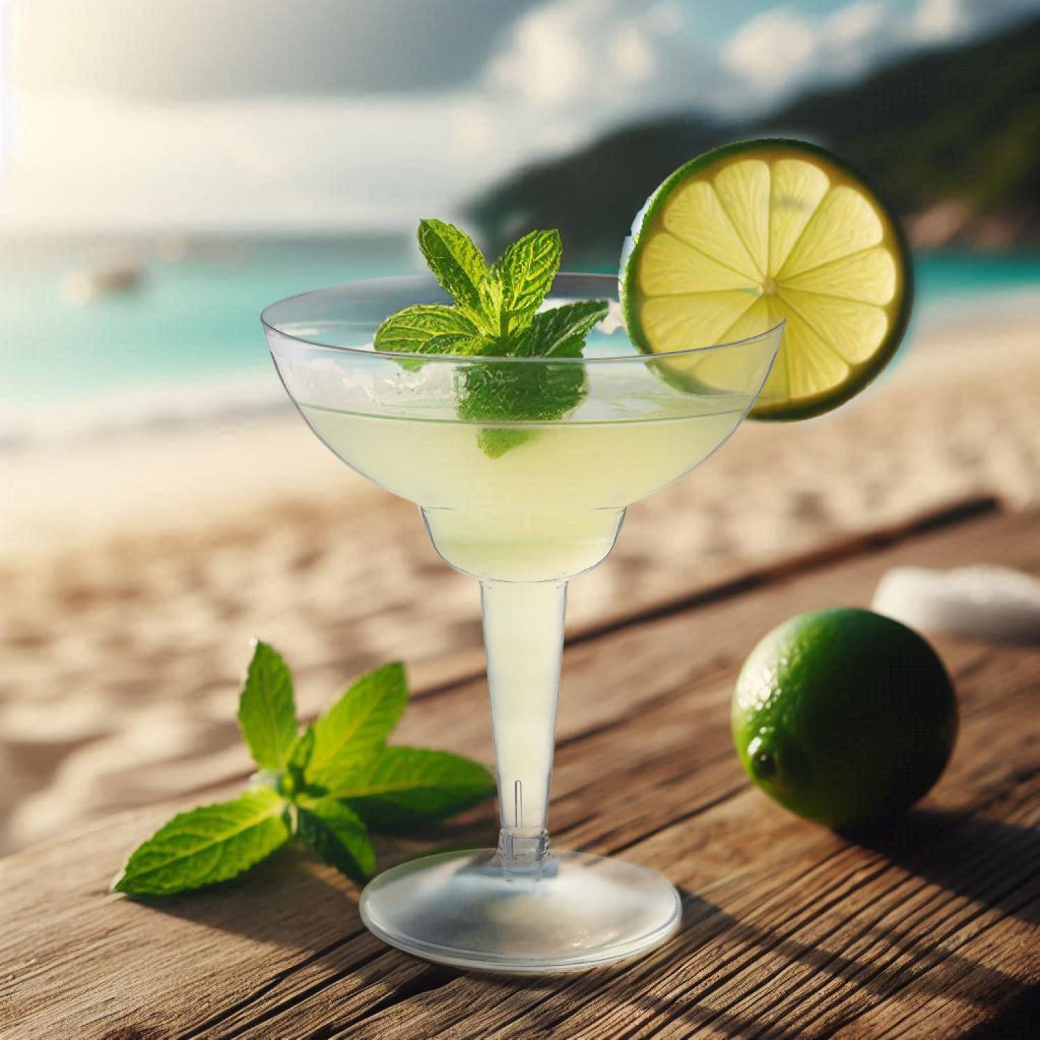 Party Essentials 10 Count Hard Plastic Two-Piece Margarita Glasses, 12-Ounce, Clear