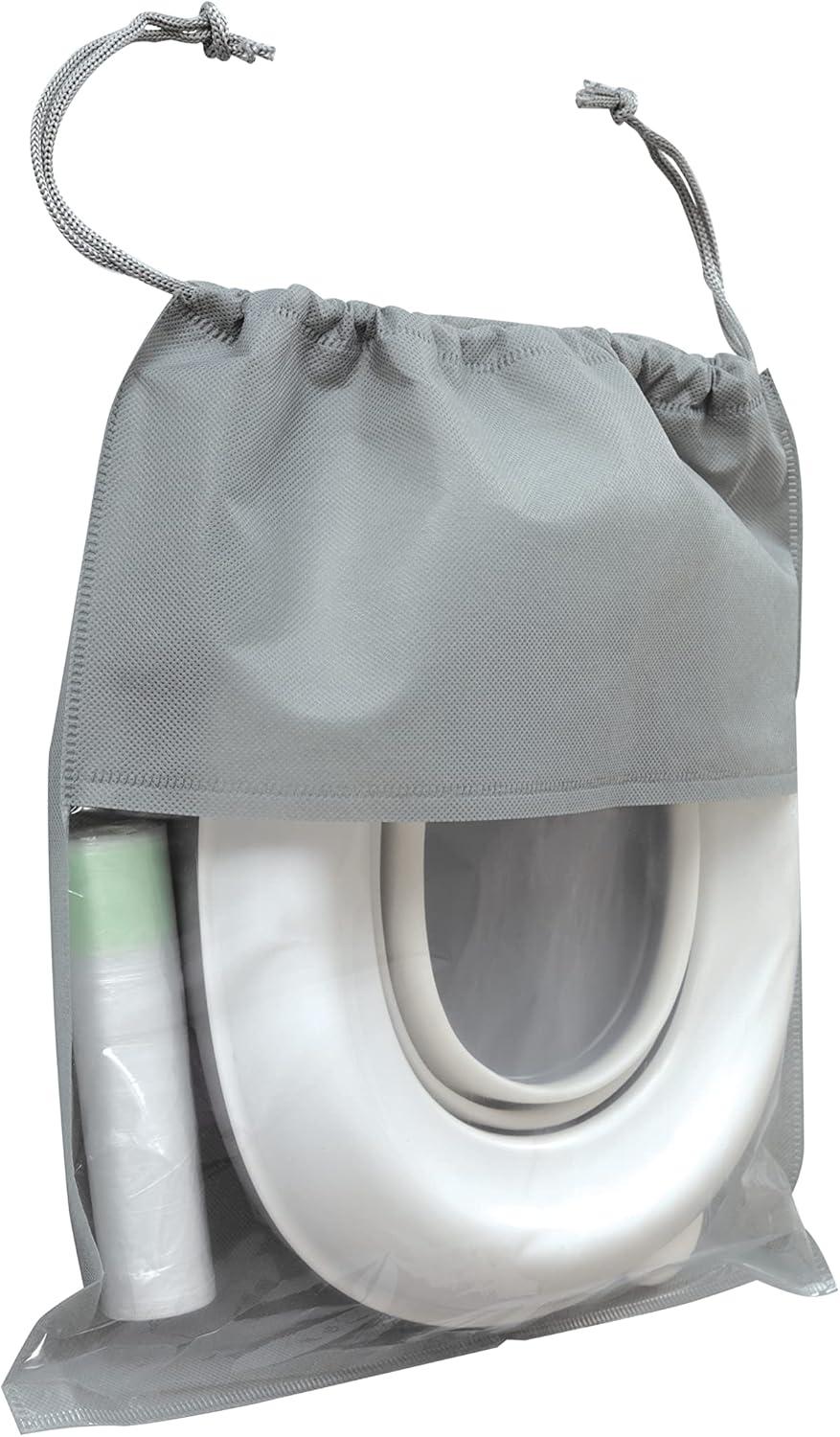 Nuby Portable Potty and Toilet Training Seat with Disposable Bags and Travel Bag, Gray/White