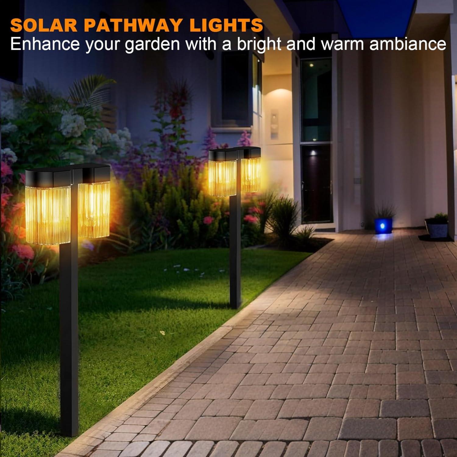 ELECLINK Solar Pathway Lights Outdoor, 2 Pack Upgraded Solar Lights Outdoor Waterproof, Bright Up to 15 Hrs Auto On/Off Garden Light for Yard Patio Lawn Path Walkway Driveway Outside Decor KEF16