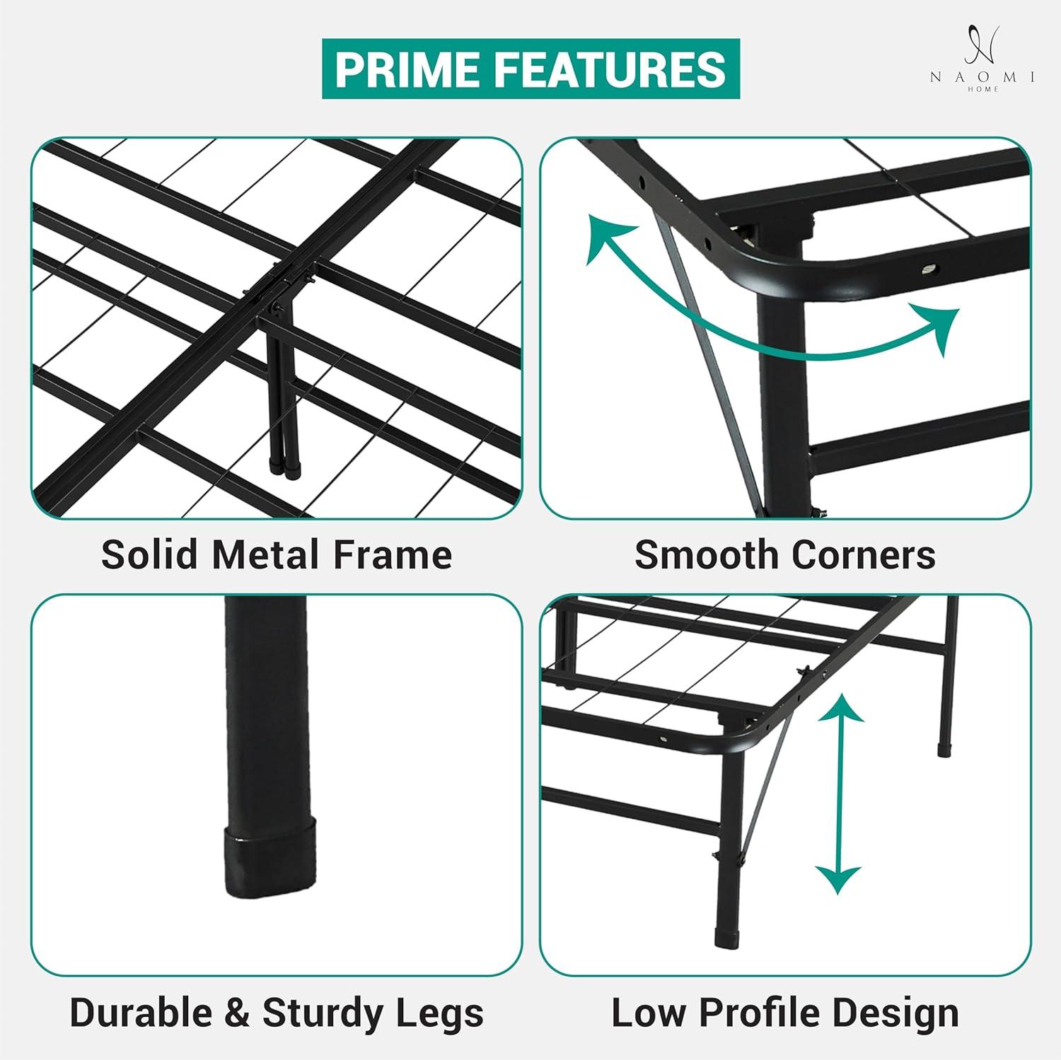 Alwyn Home Muscoy 14" Foldable Steel Bed Frame, No Box Spring Needed, Underbed Storage , Easy Assembly