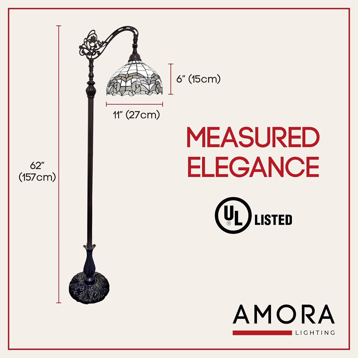 Amora Lighting Tiffany Style Jeweled Reading Floor Lamp 62" High